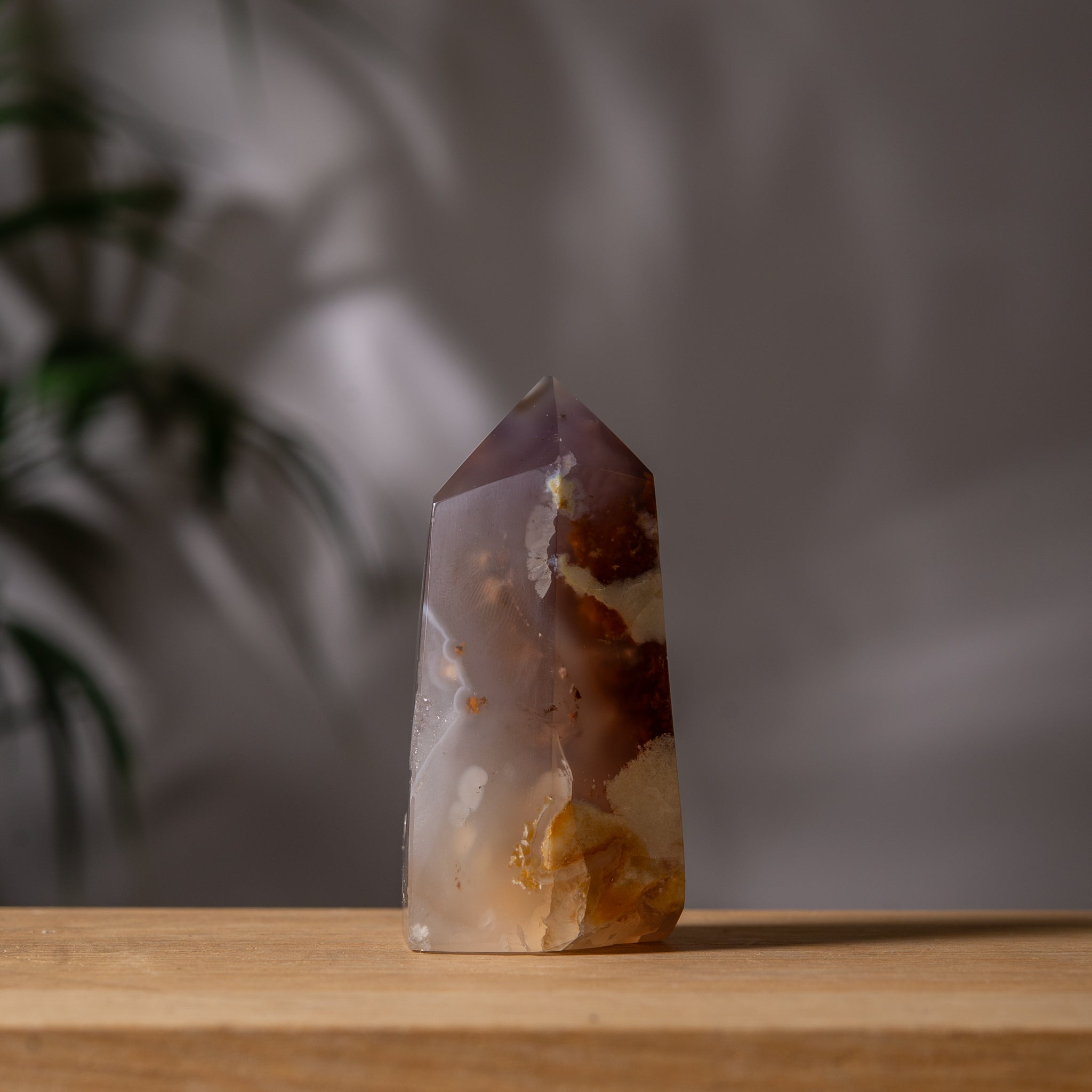 Transparent Agate Tower With jasper inclusions