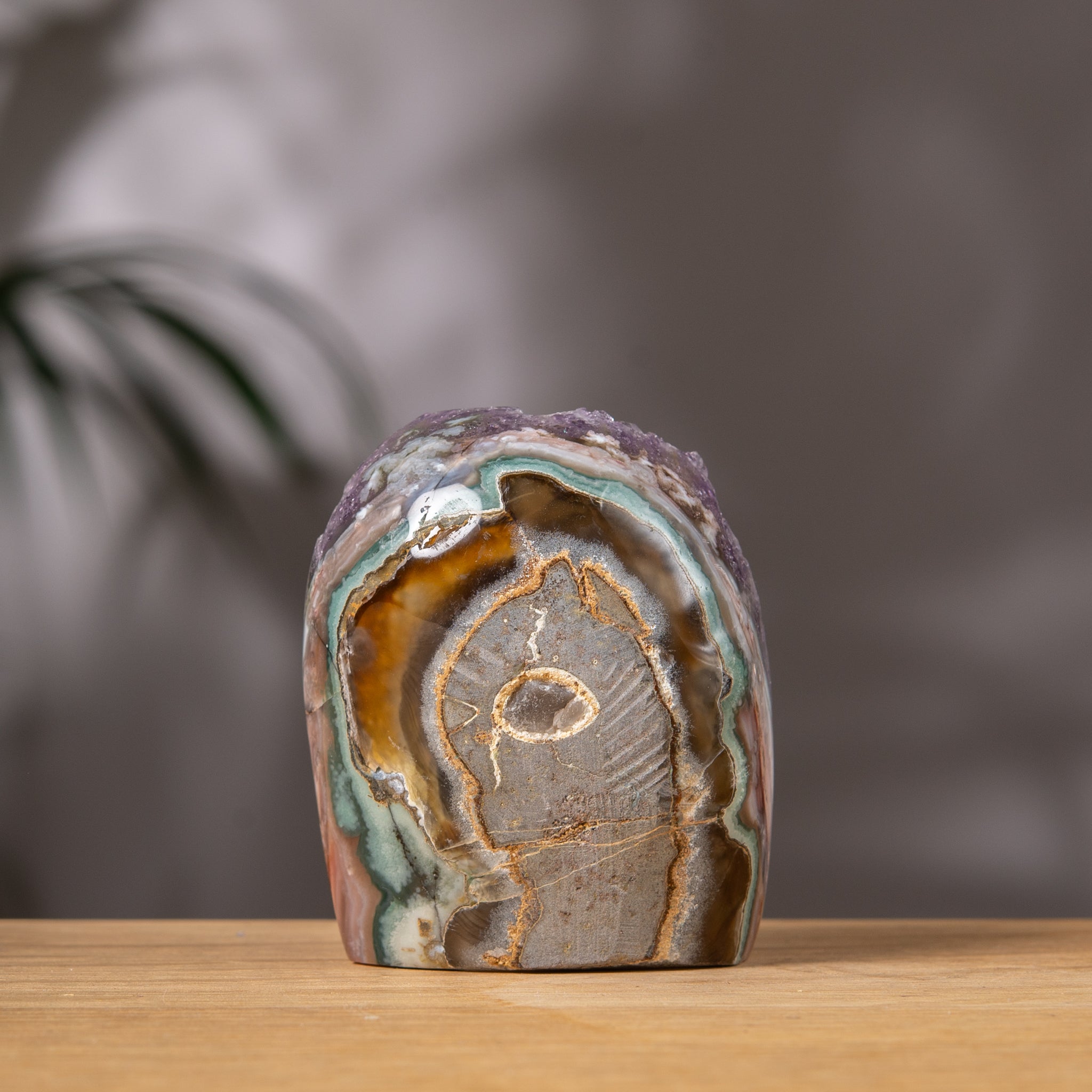Amethyst Cluster – Lavender Druzy & Multicolor Agate Back – Uruguay