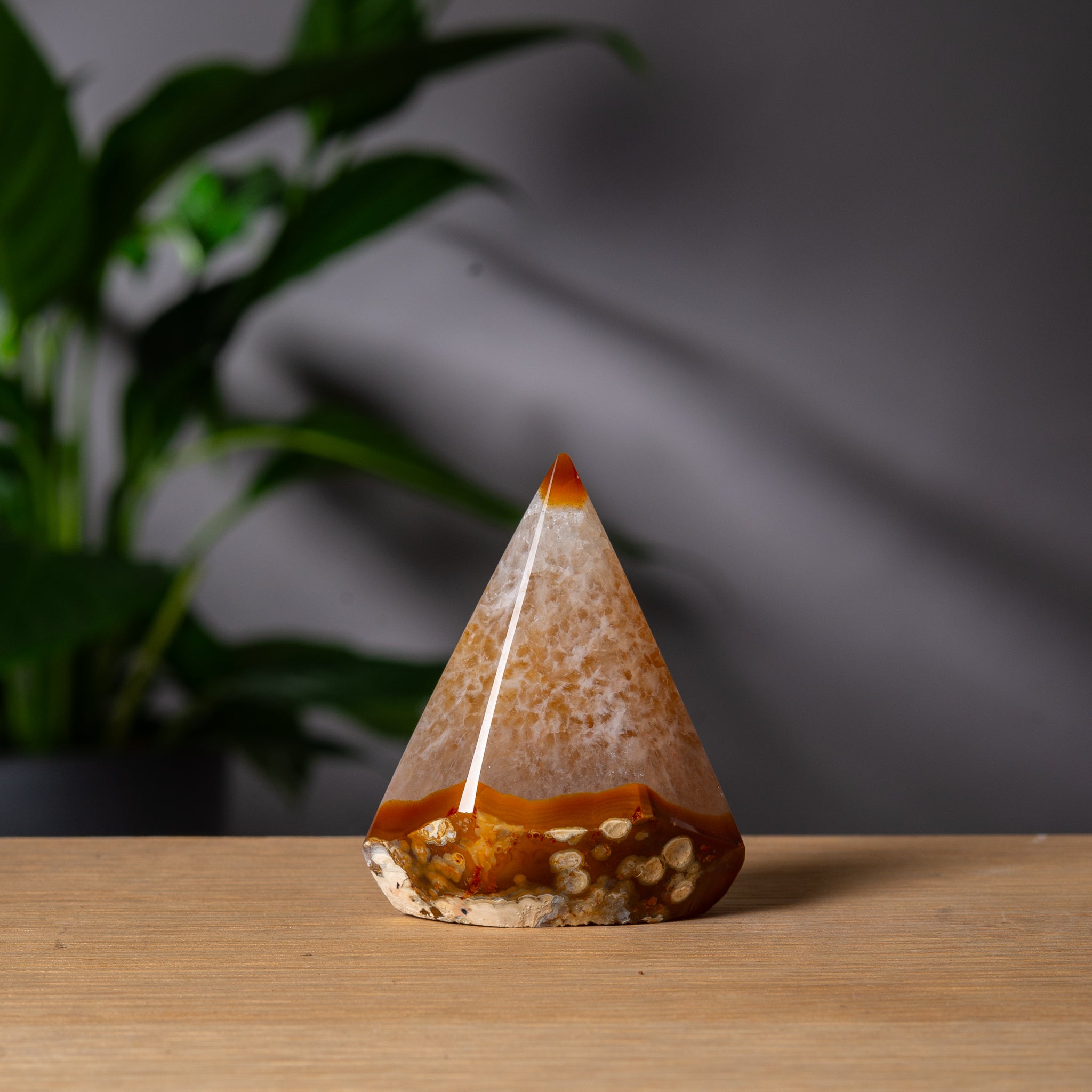 Diamond-Shaped Light Orange Agate Tower