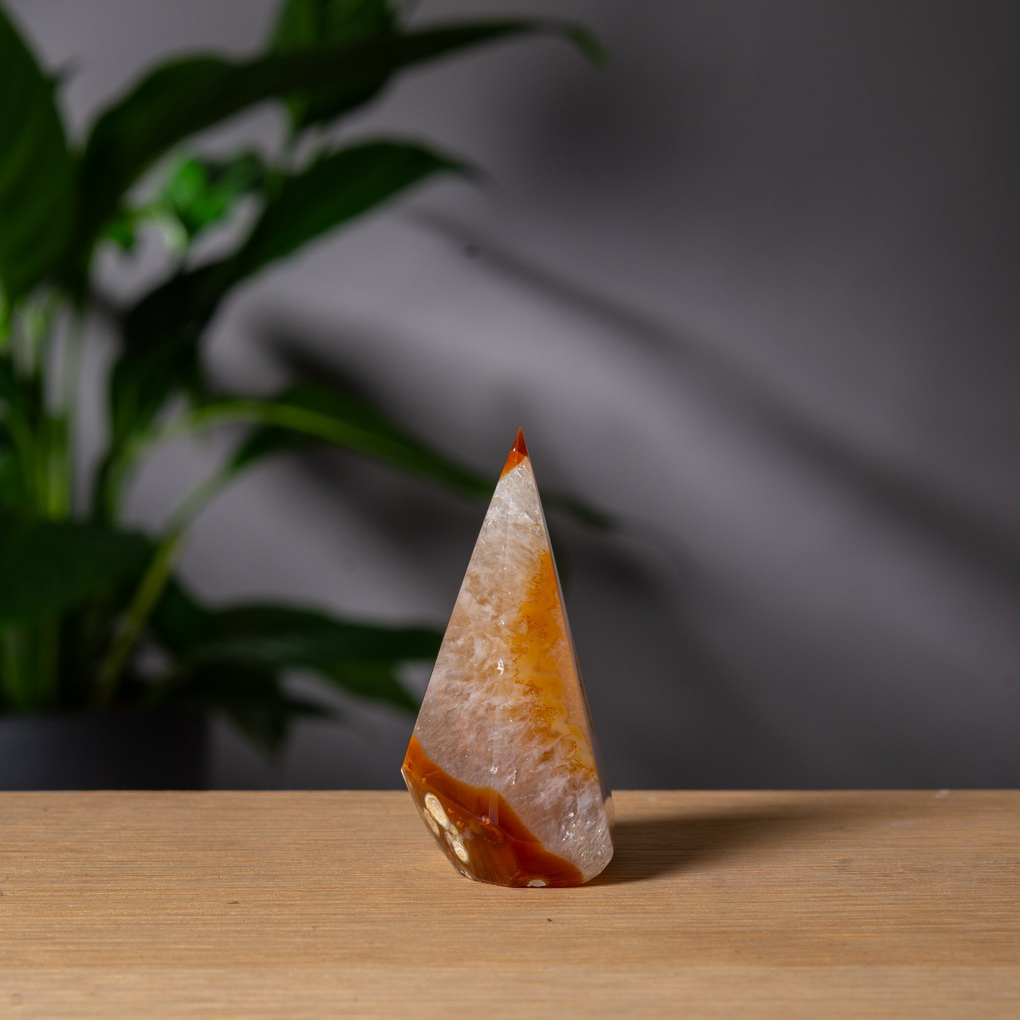 Diamond-Shaped Light Orange Agate Tower