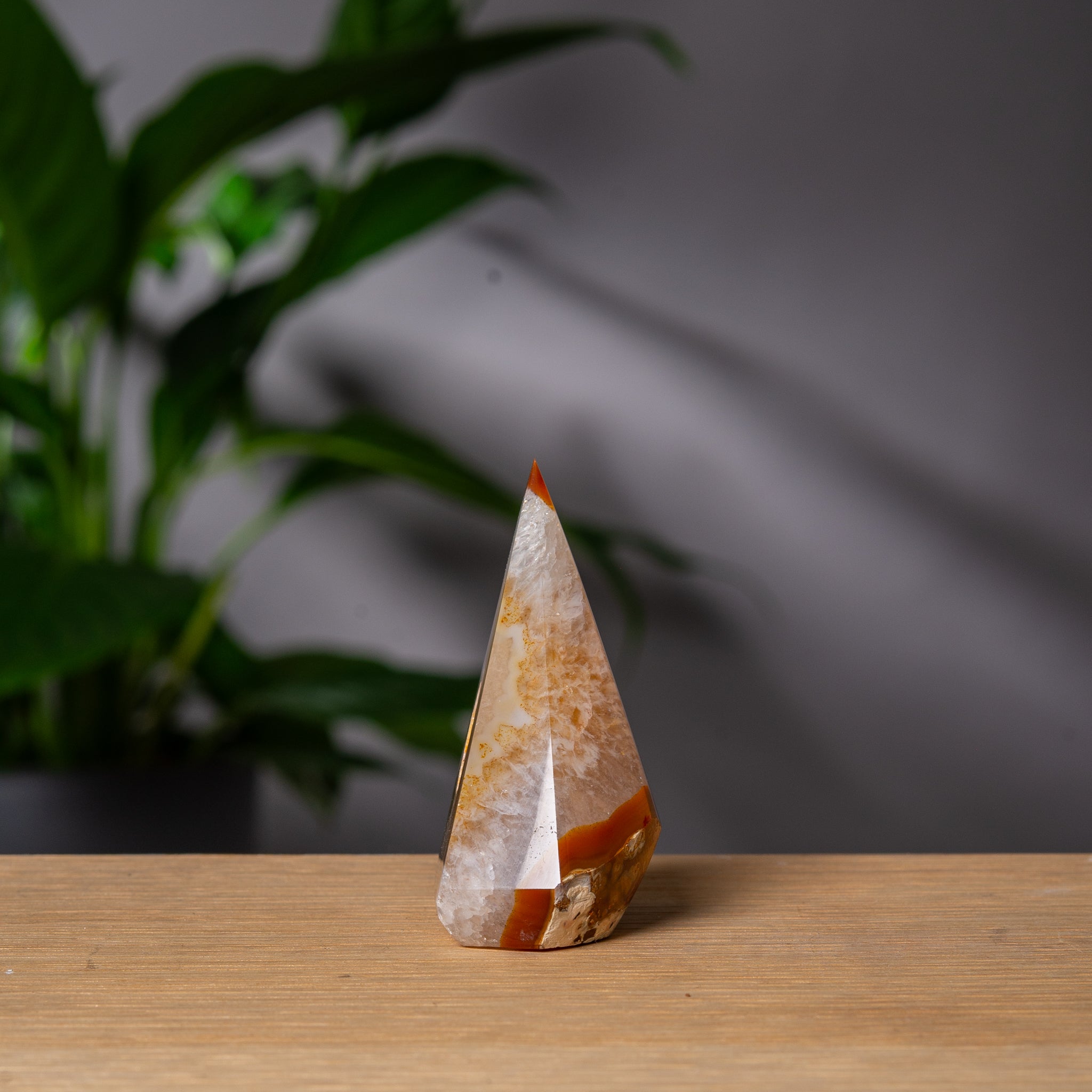 Diamond-Shaped Light Orange Agate Tower
