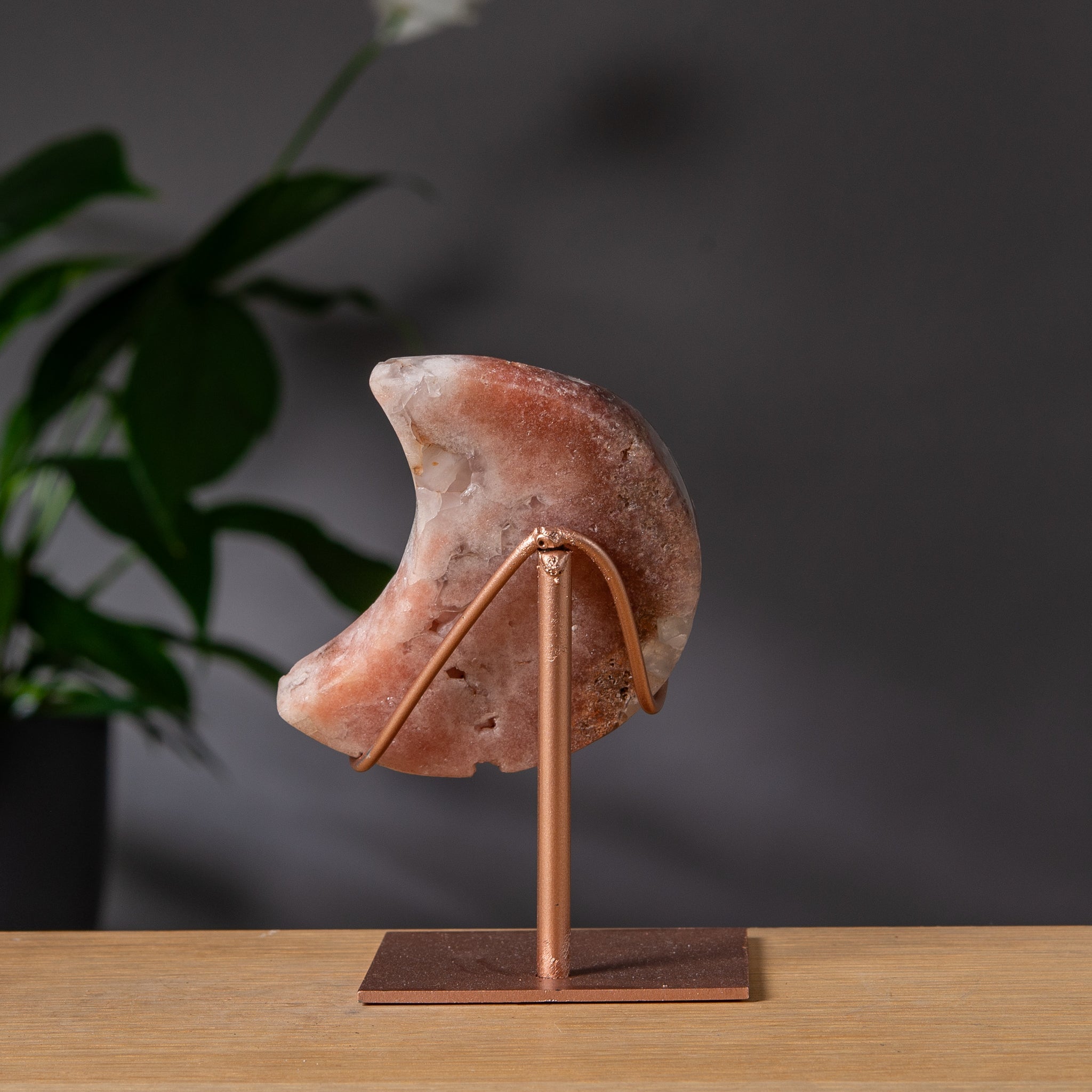 Dark Peach Pink Amethyst Moon with Quartz