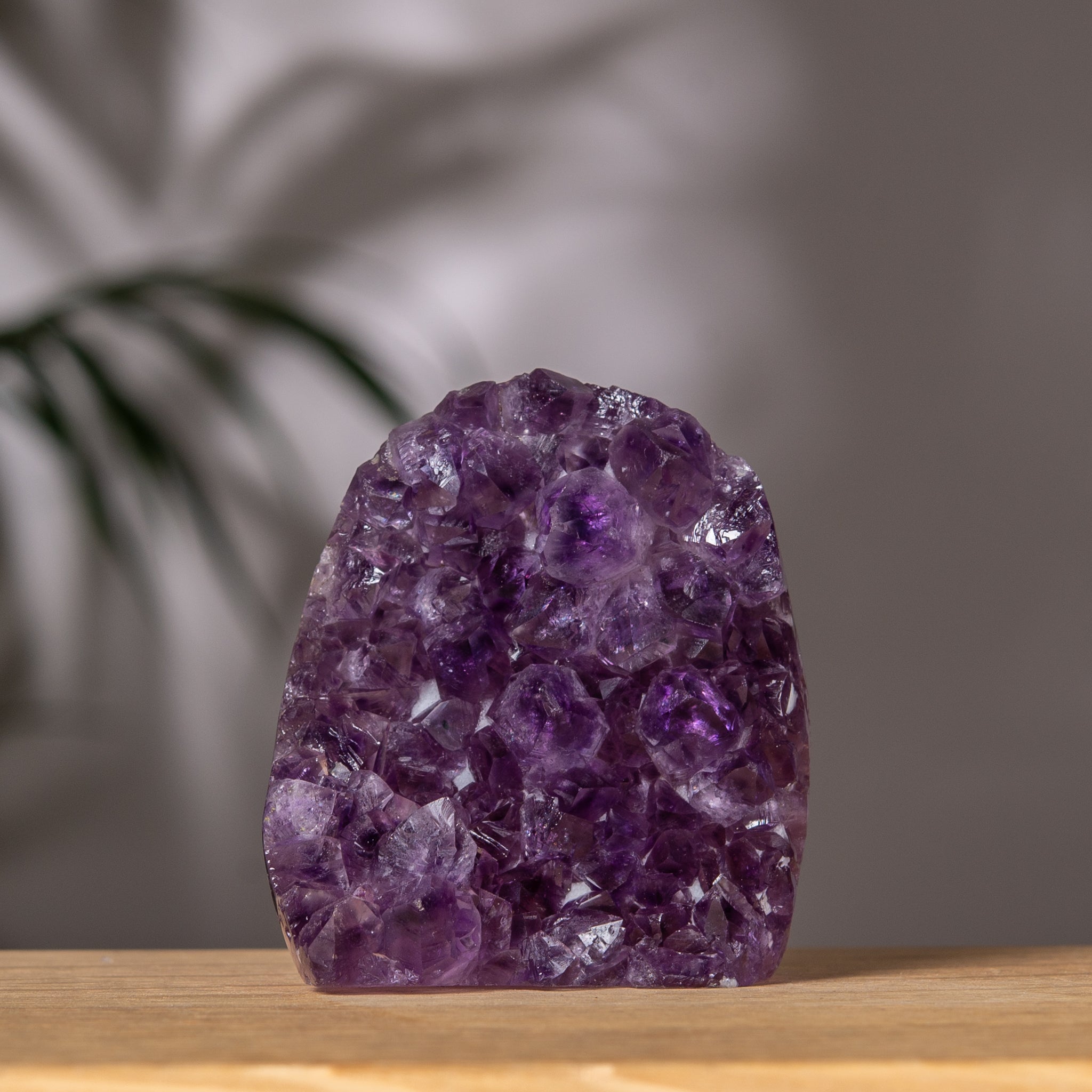 Amethyst Cluster – Deep Purple Crystal & Polished Agate Back – Uruguay