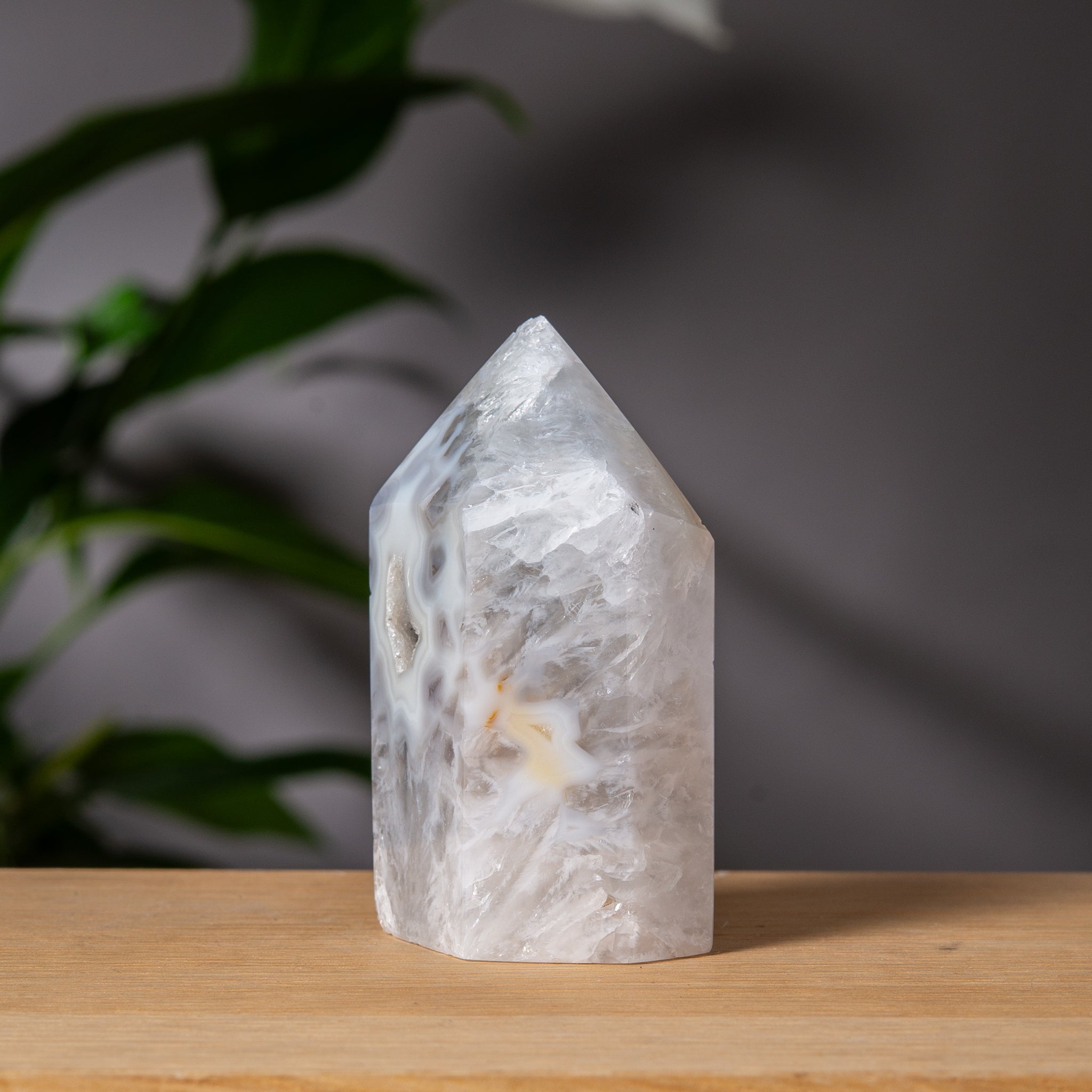 Light Grey Agate and Quartz Tower