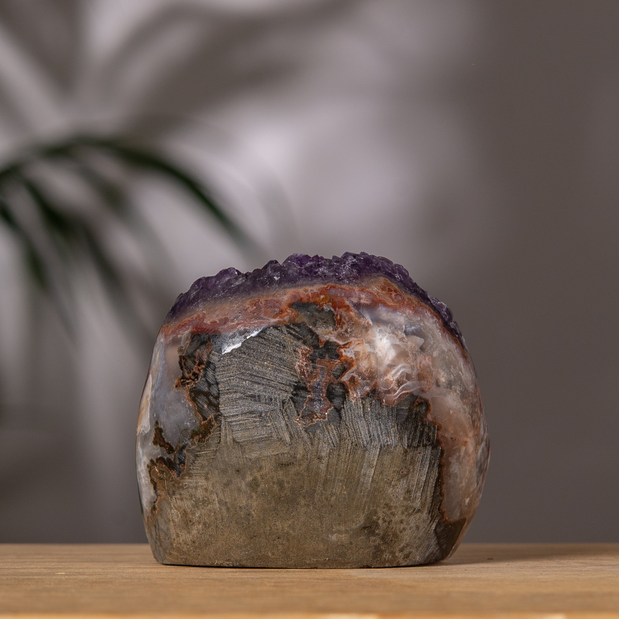 Amethyst Cluster – Deep Purple Crystal & Agate Back – Uruguay