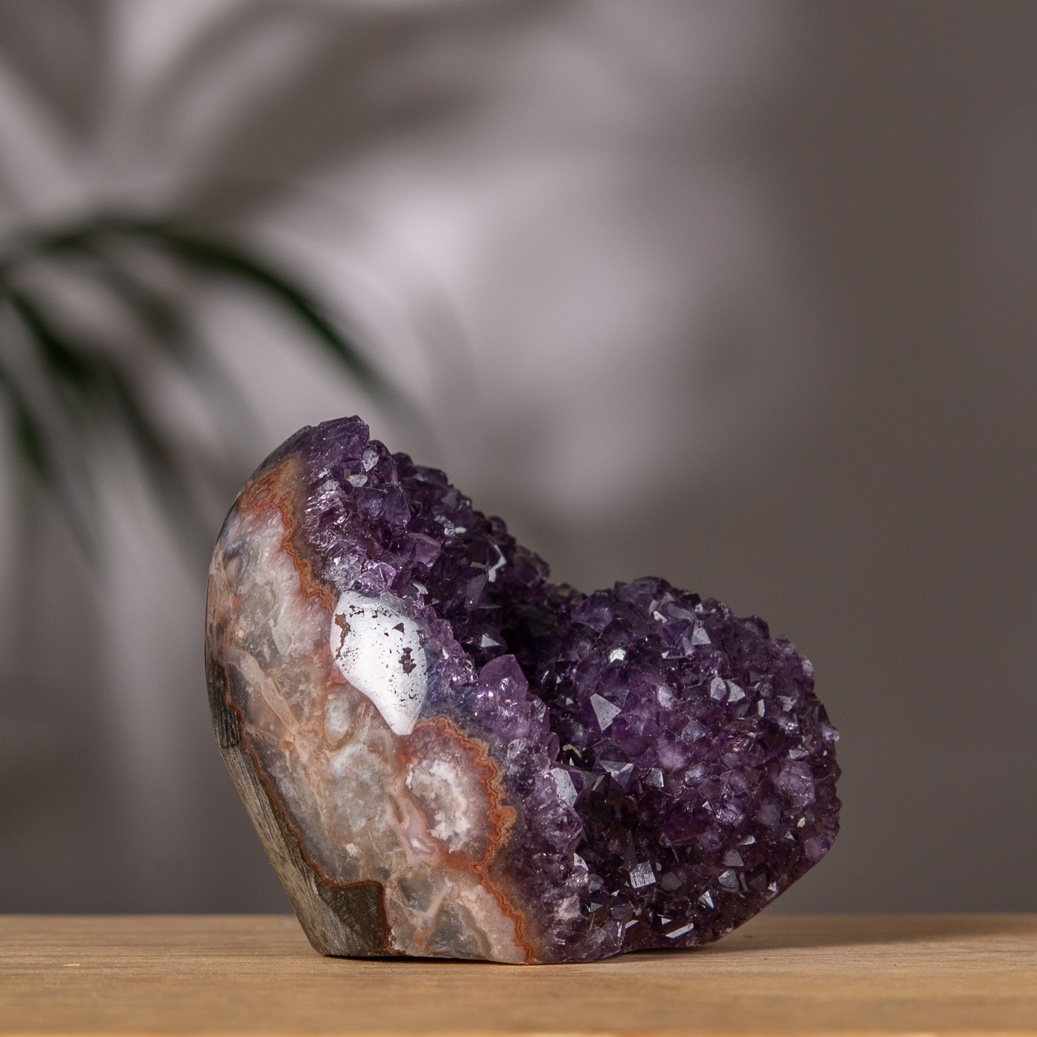 Amethyst Cluster – Deep Purple Crystal & Agate Back – Uruguay