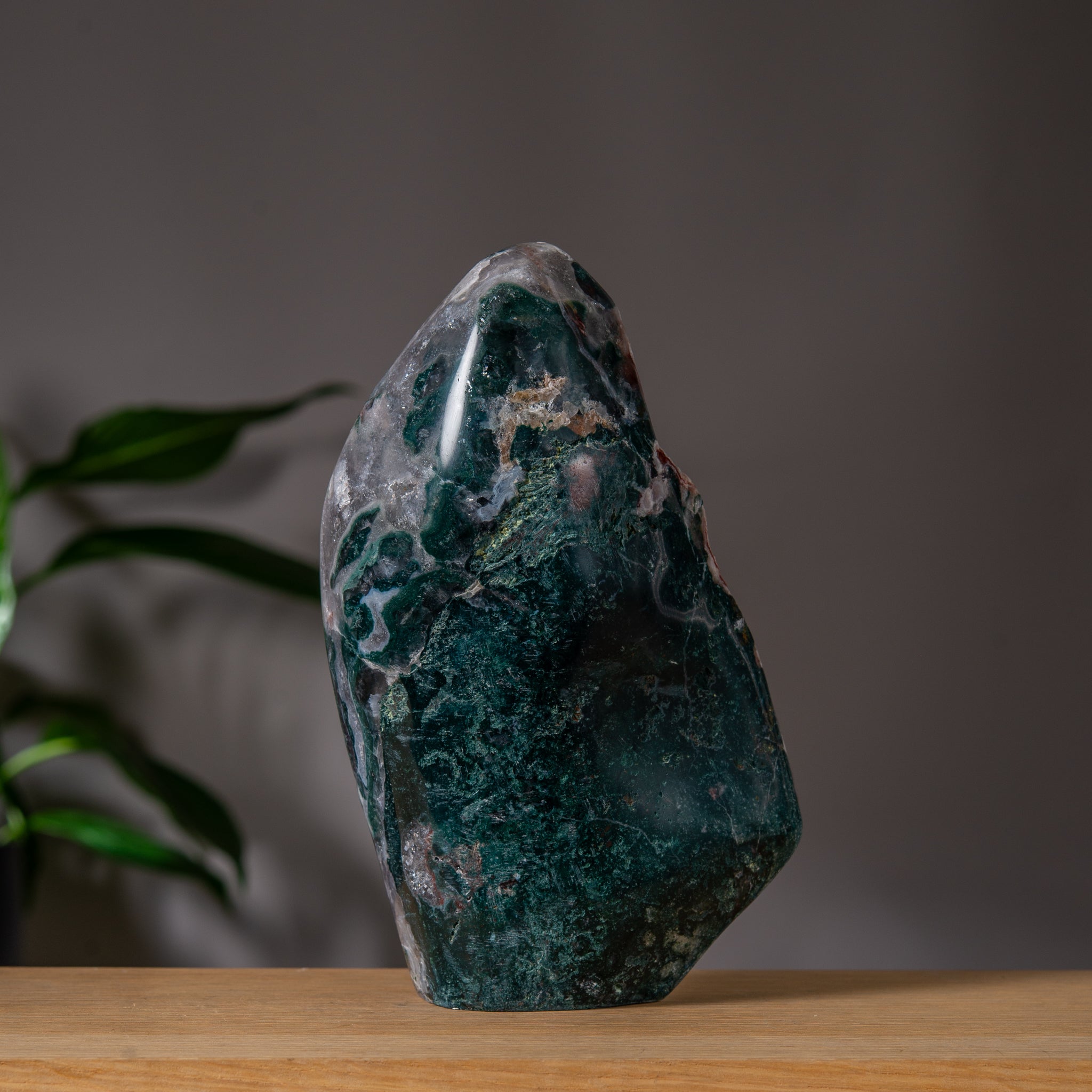 Red color Pink Amethyst Freeform with green jasper