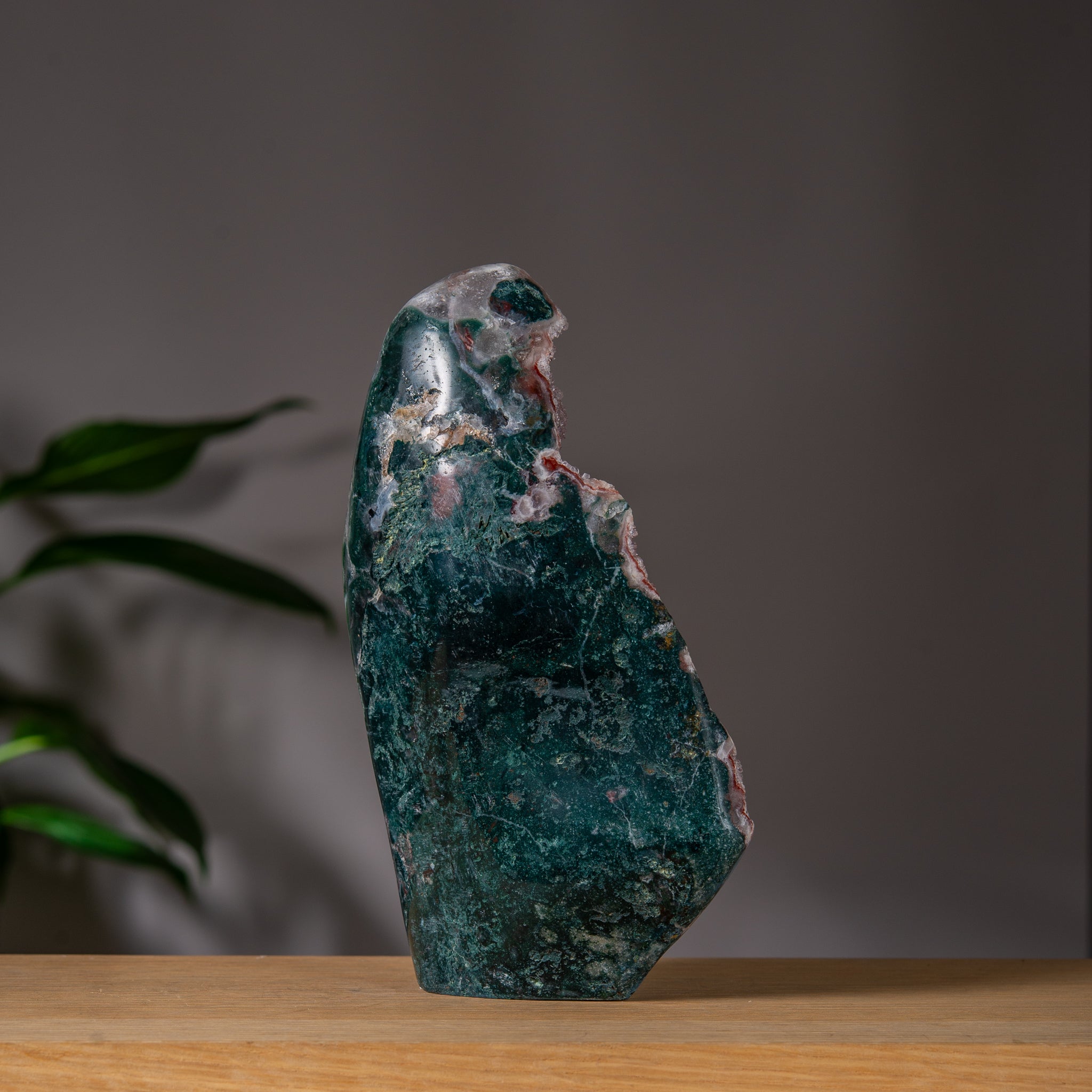 Red color Pink Amethyst Freeform with green jasper