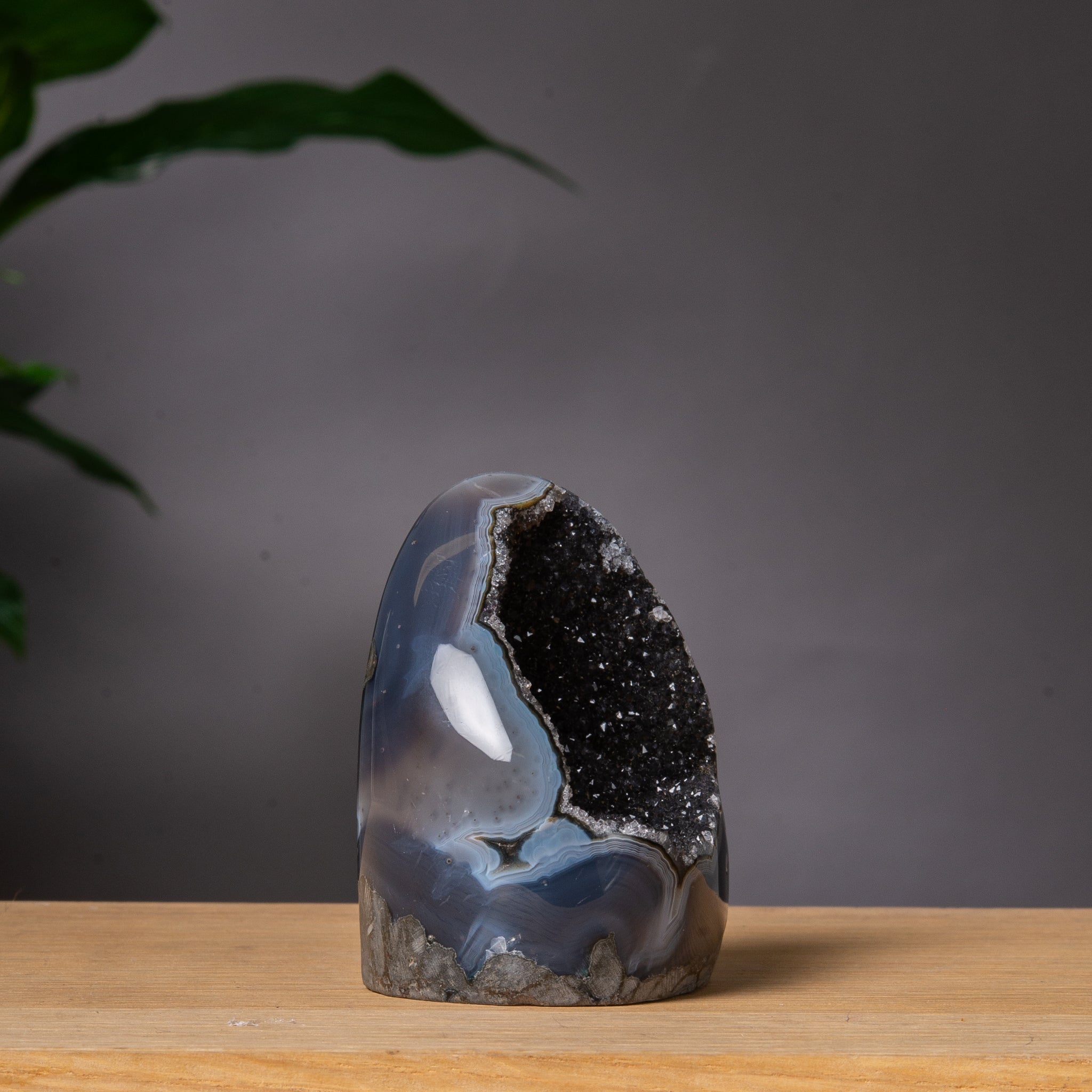 Black Amethyst Cutbase with Druzy Cavity