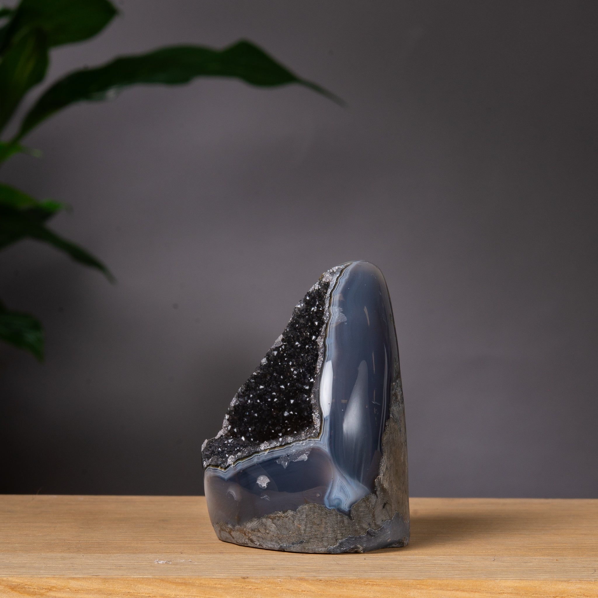 Black Amethyst Cutbase with Druzy Cavity