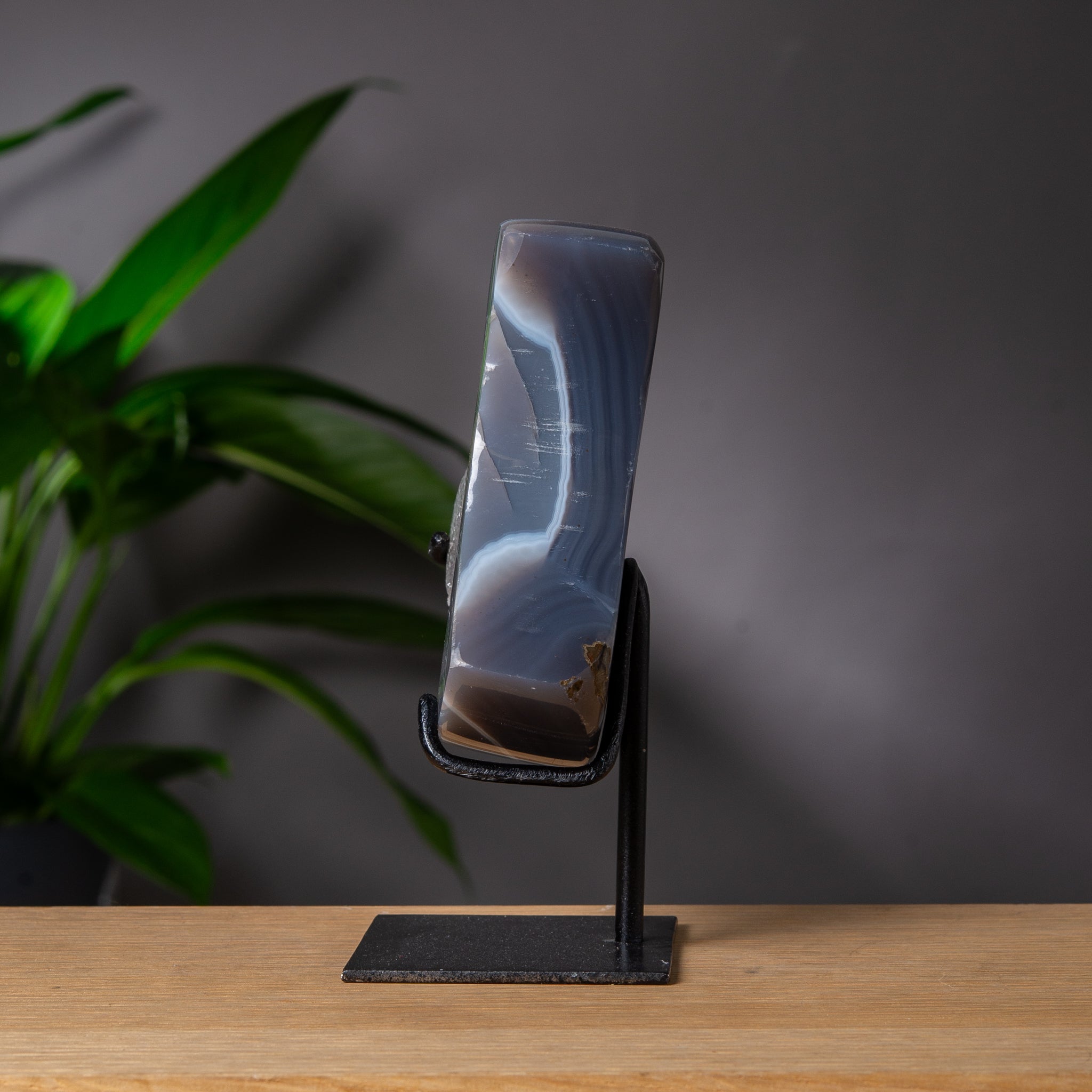 Grey Agate Moon on Stand