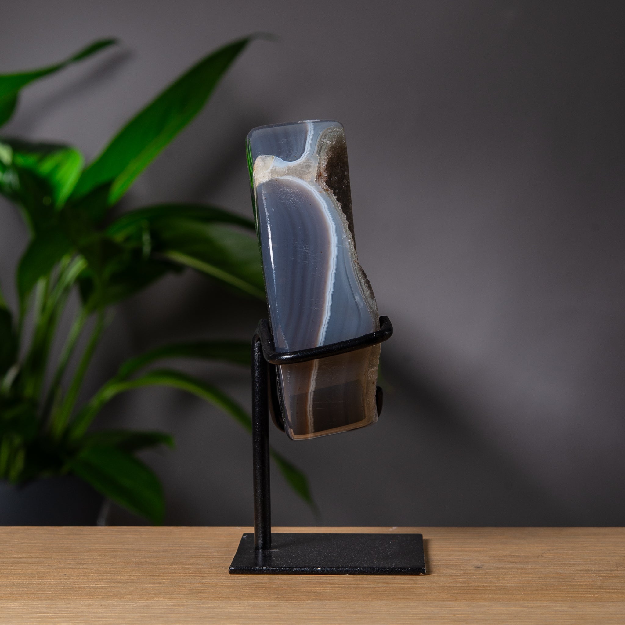 Grey Agate Moon on Stand