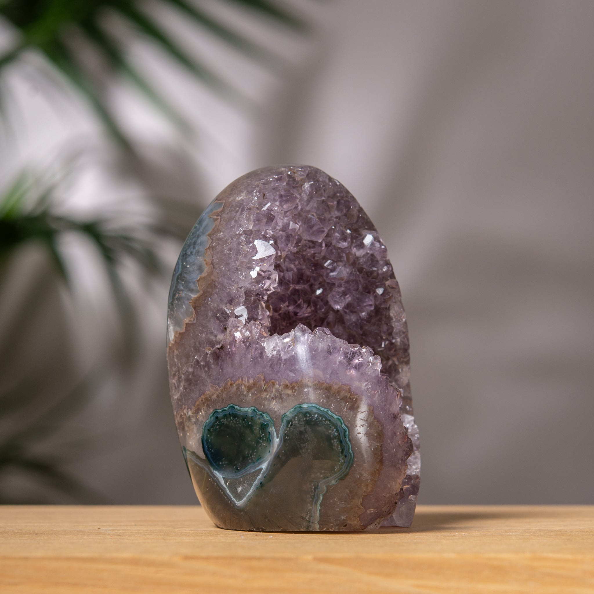 Soft Lavender Amethyst cutbase with Dark Agate