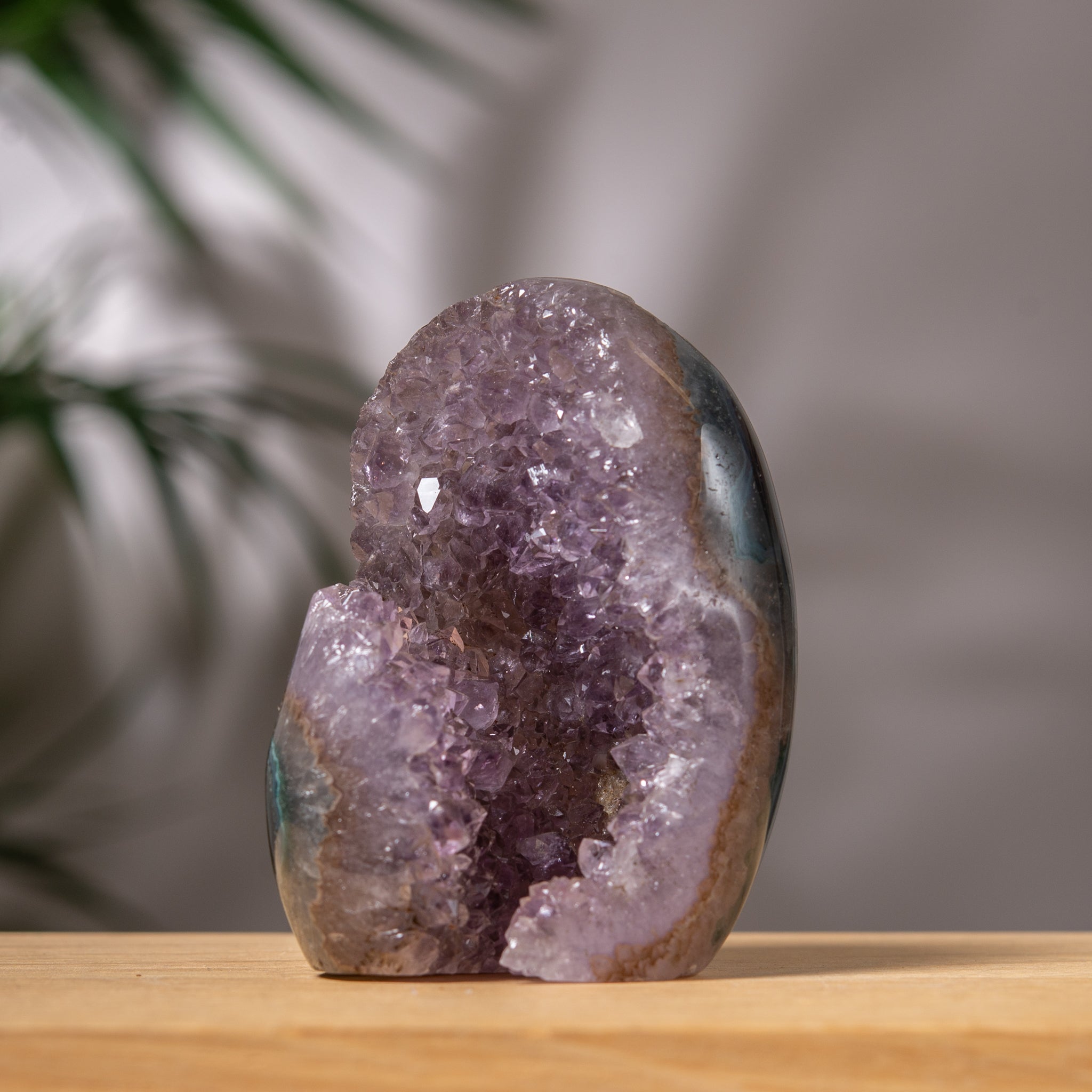 Soft Lavender Amethyst cutbase with Dark Agate