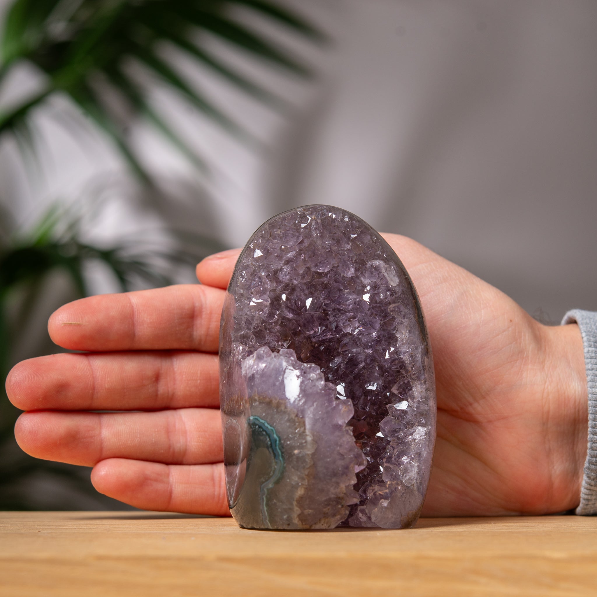 Soft Lavender Amethyst cutbase with Dark Agate