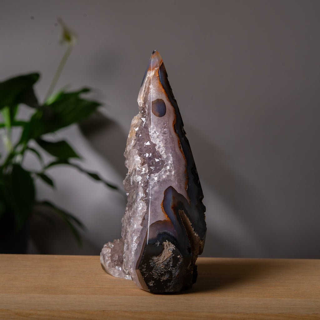 Agat med rökig drus diamantformad