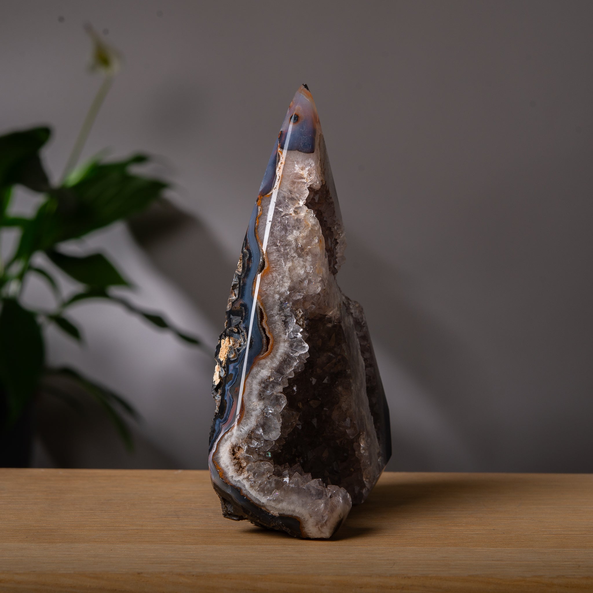Agat med rökig drus diamantformad