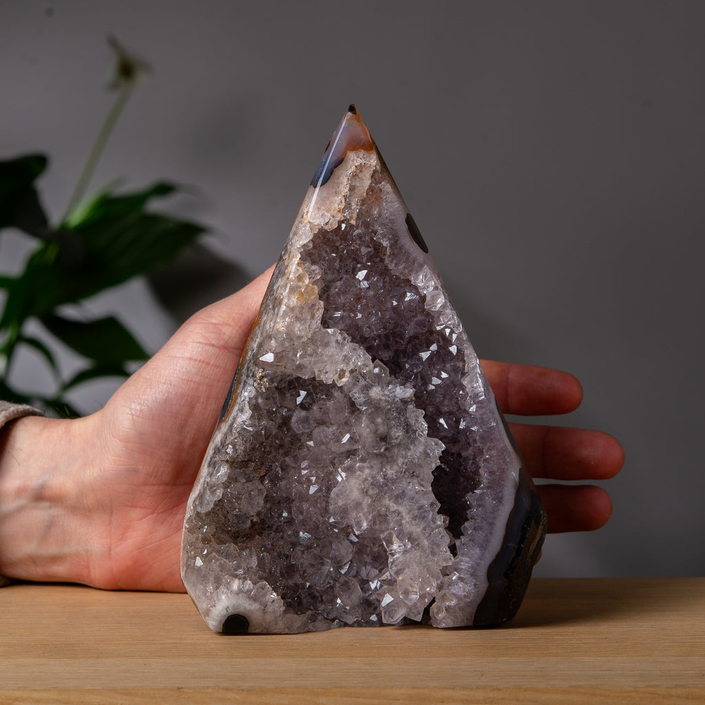 Agat med rökig drus diamantformad