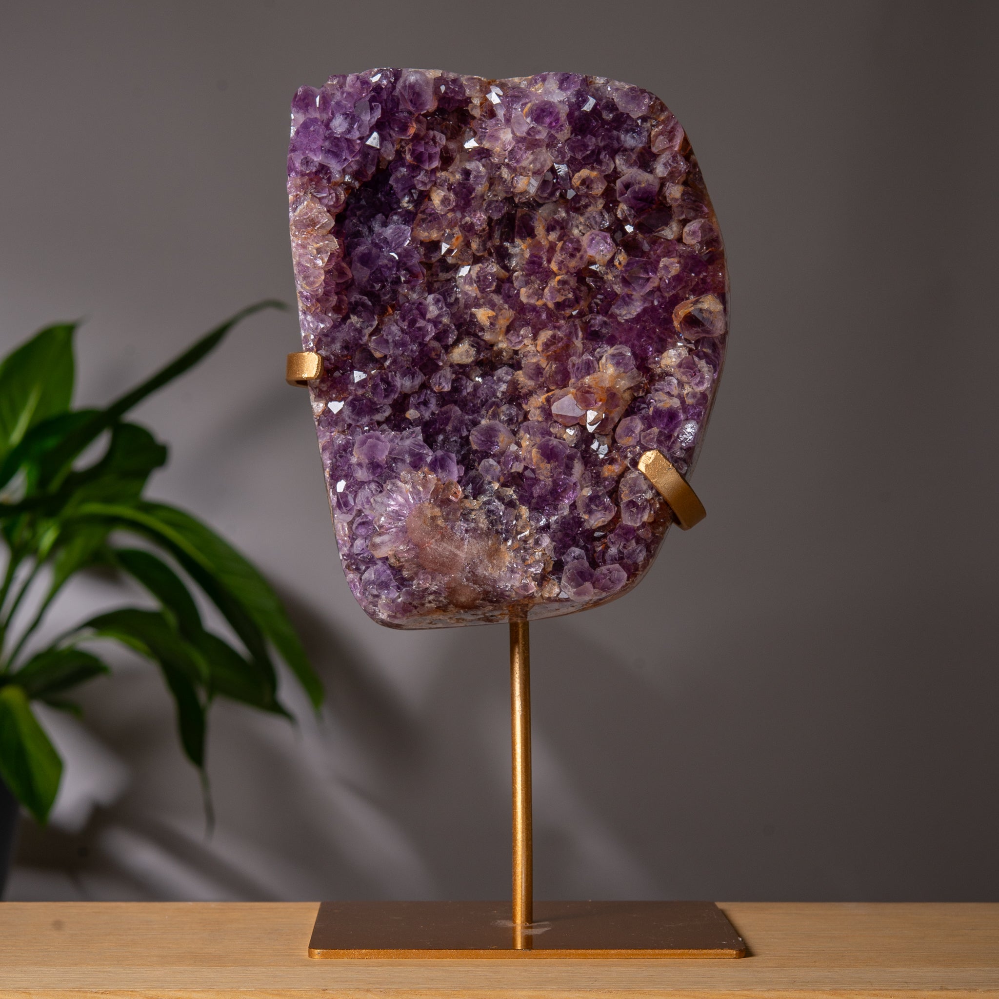 Premium full Purple Pink Amethyst Free form on stand