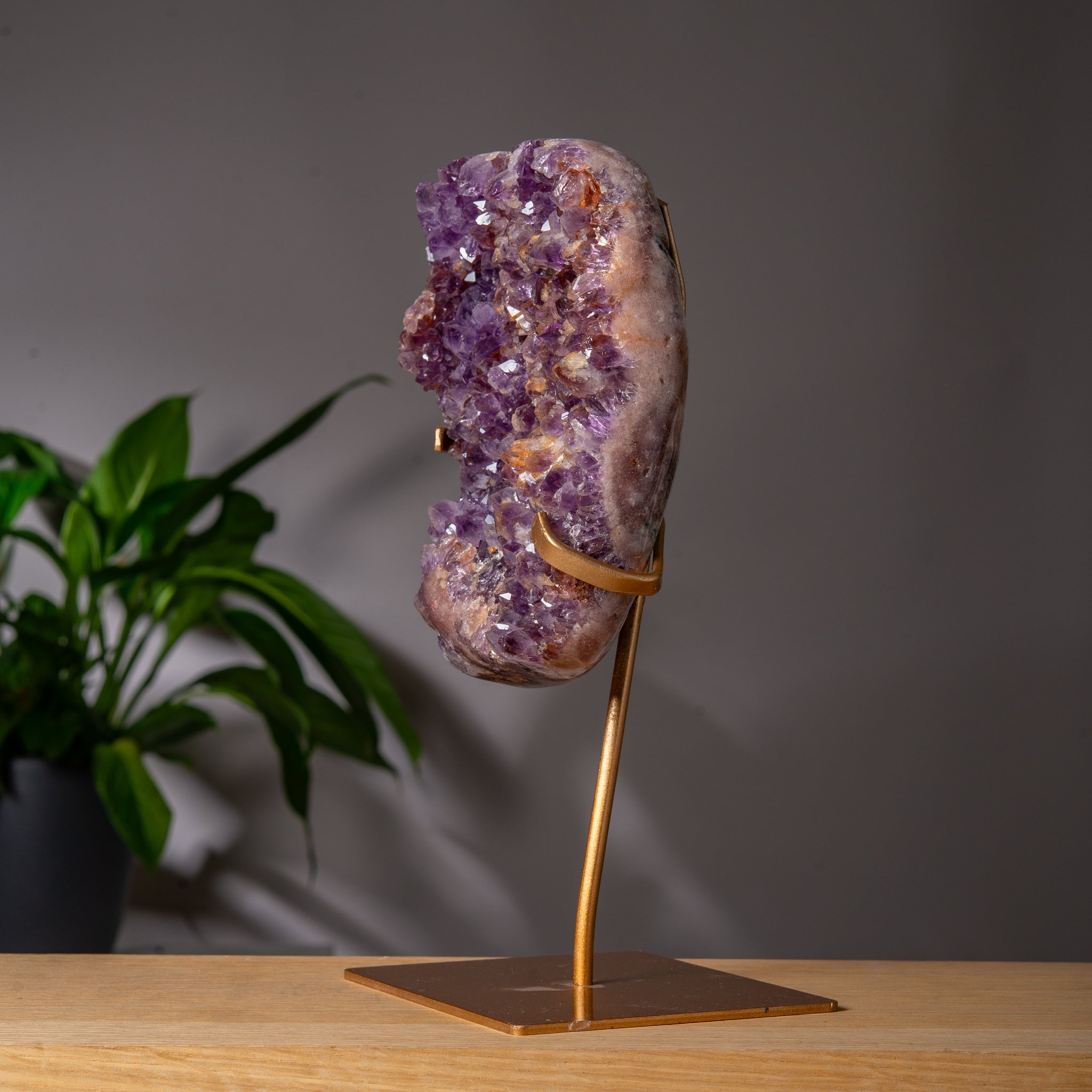 Premium full Purple Pink Amethyst Free form on stand