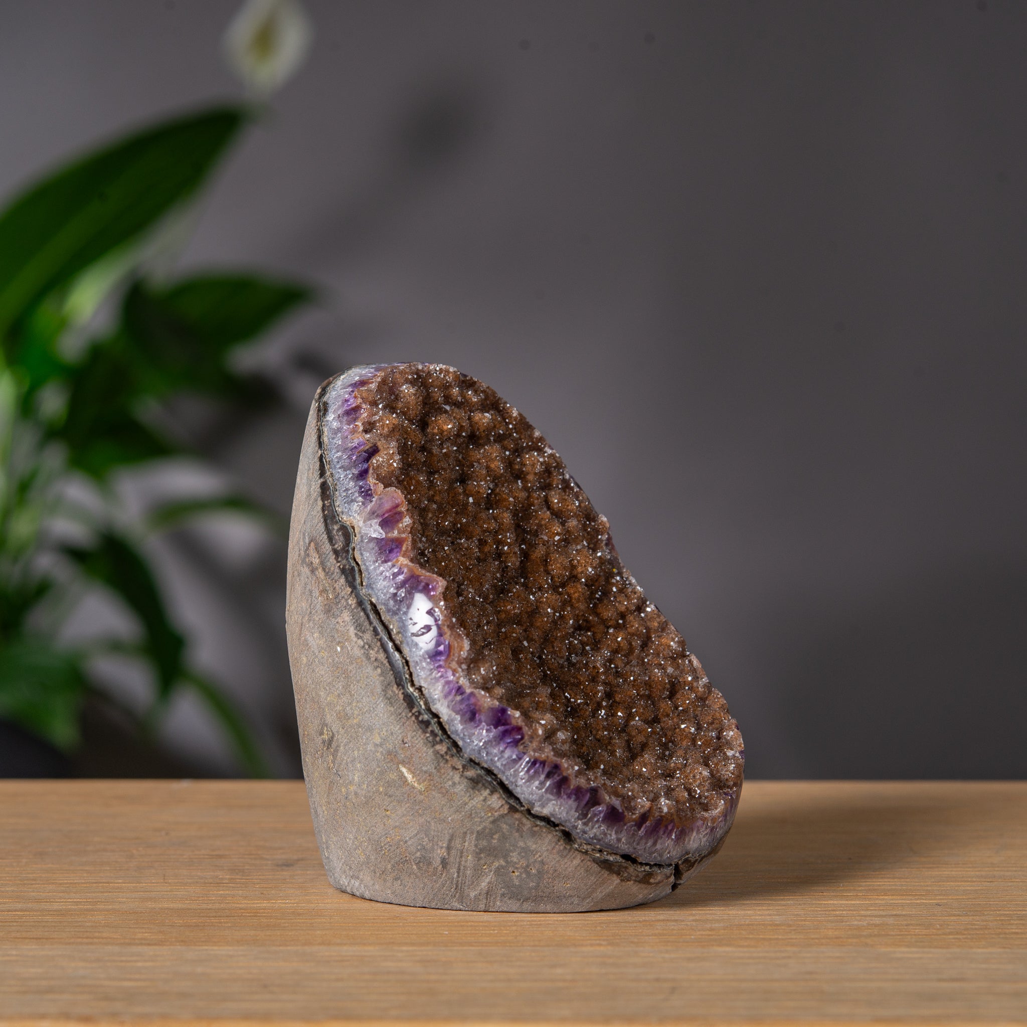 Peach Brown Druzy Amethyst Cut base