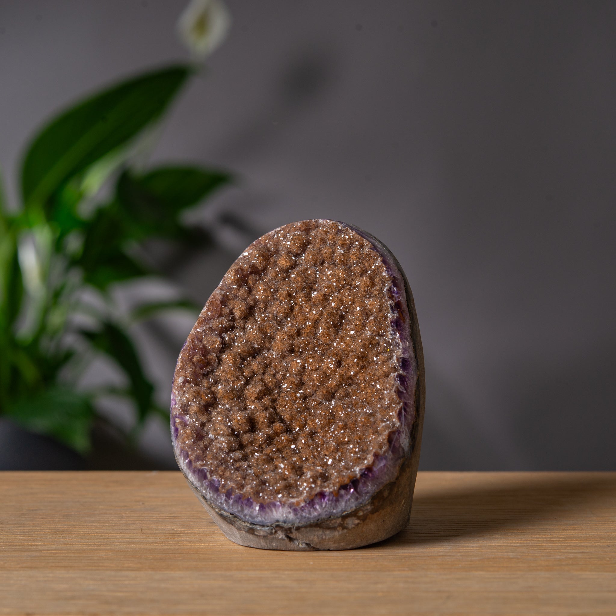 Peach Brown Druzy Amethyst Cut base