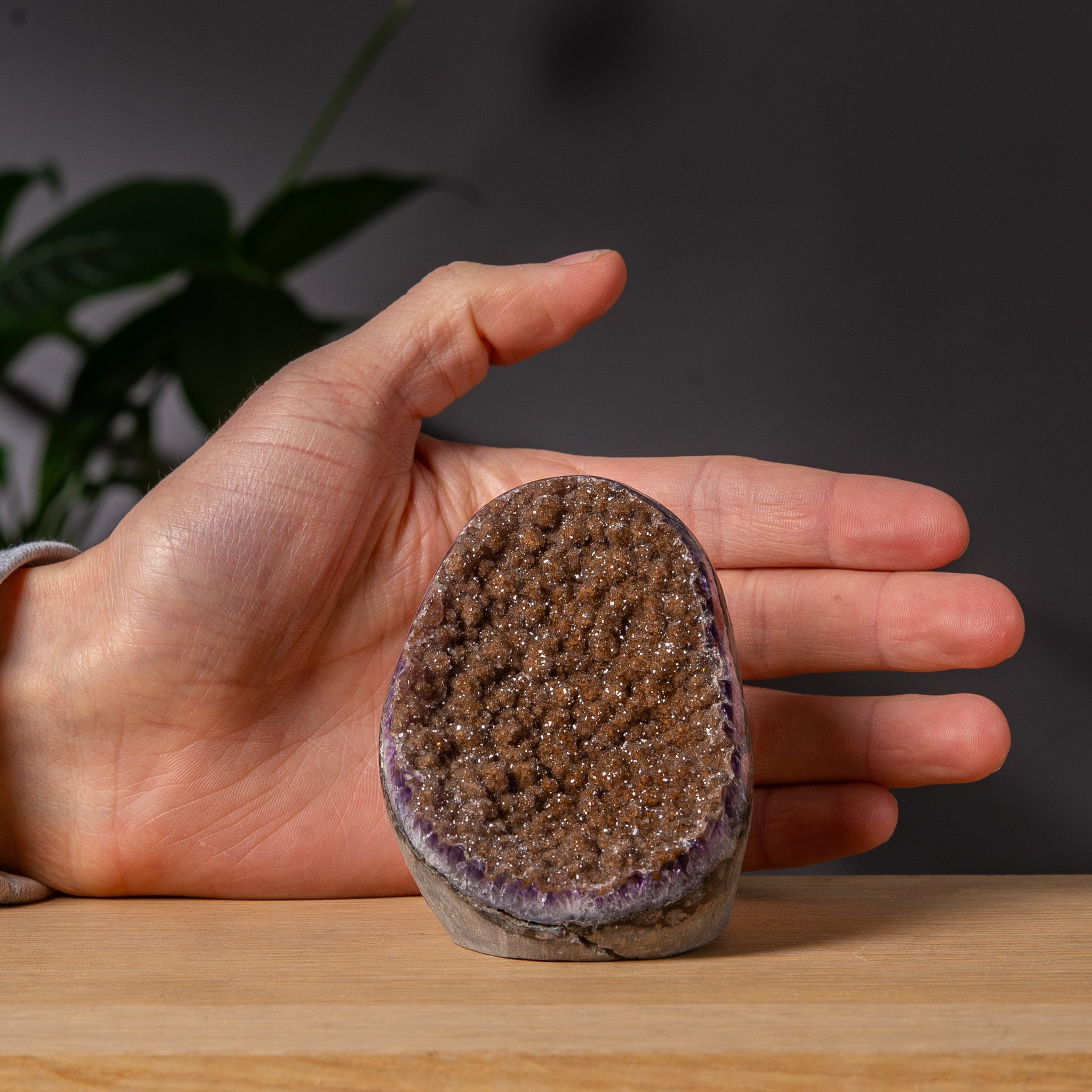Peach Brown Druzy Amethyst Cut base