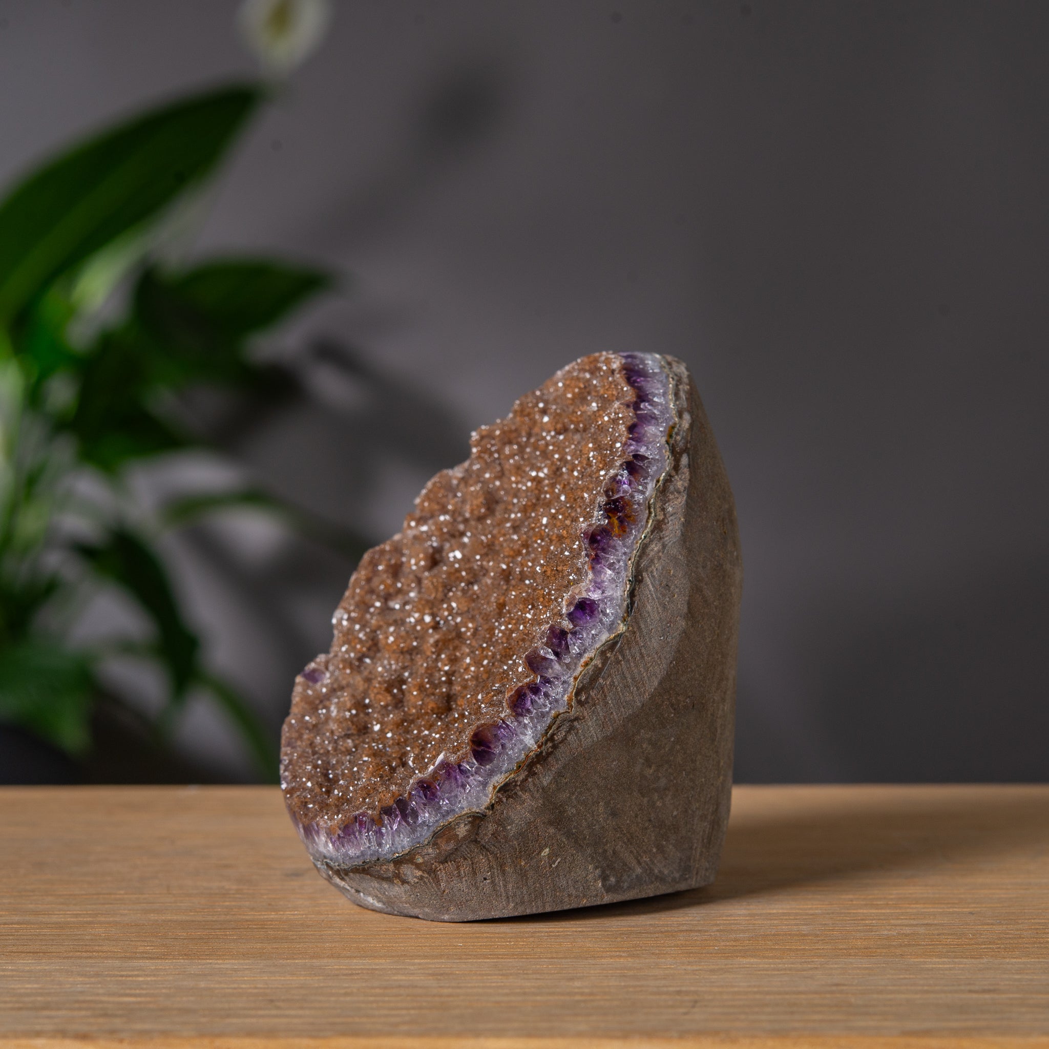 Peach Brown Druzy Amethyst Cut base
