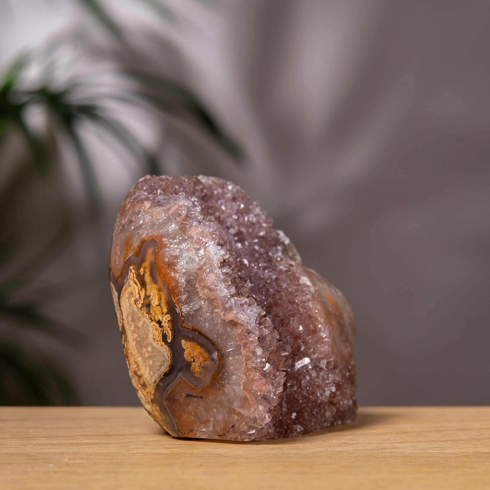 rainow Amethyst Cutbase with Golden-Brown Matrix