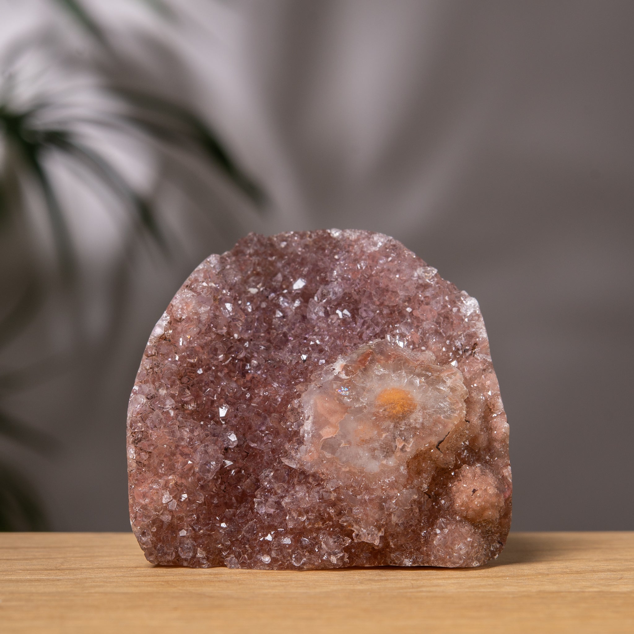 rainow Amethyst Cutbase with Golden-Brown Matrix