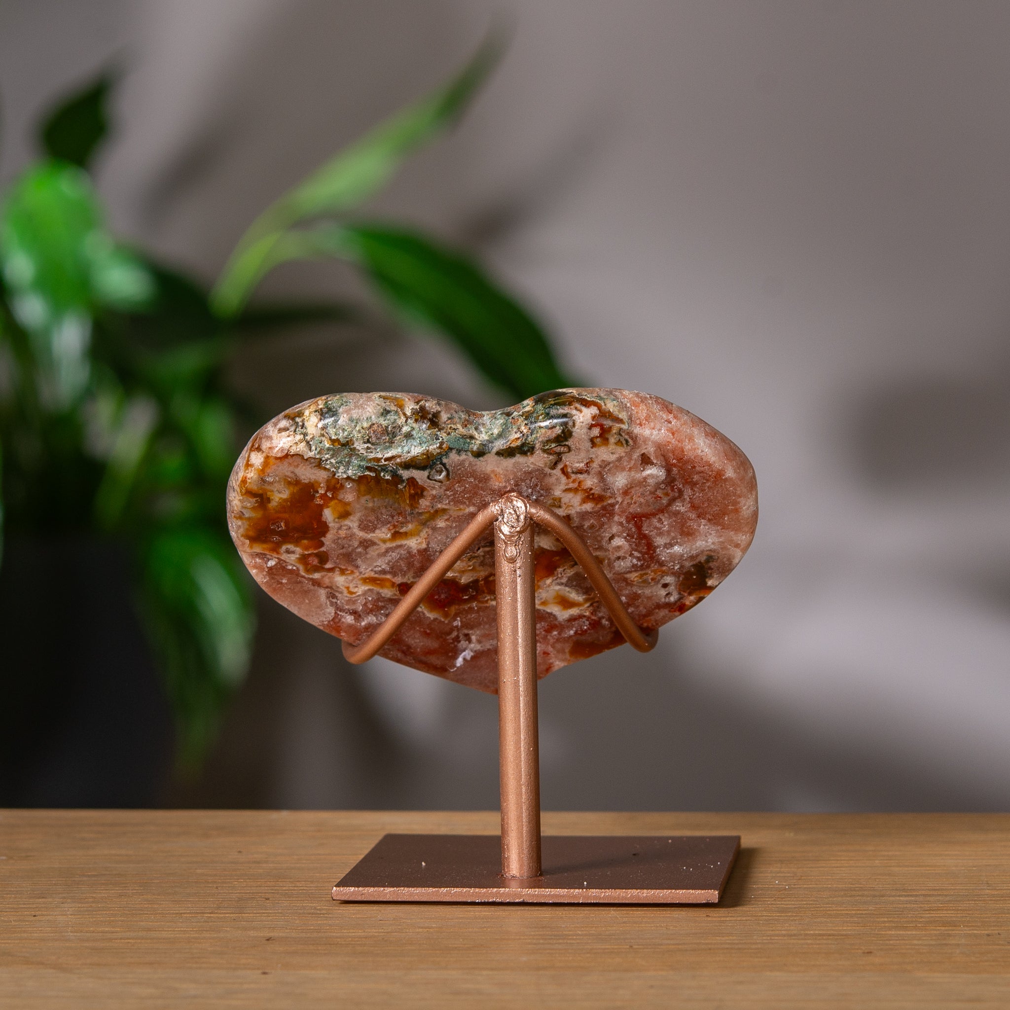 Peach Pink Amethyst Heart on Stand