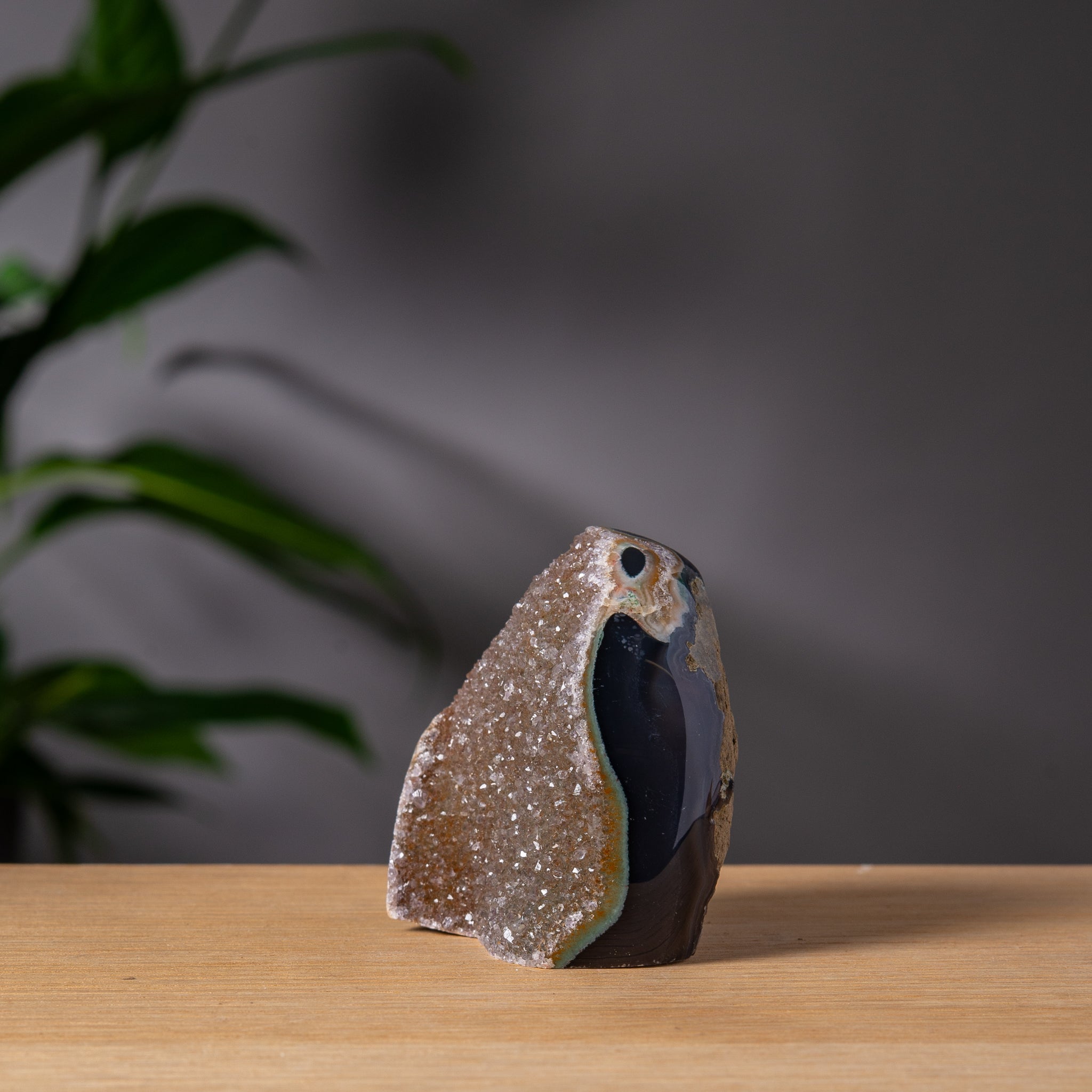 Earth-Toned Agate Cutbase with Druzy