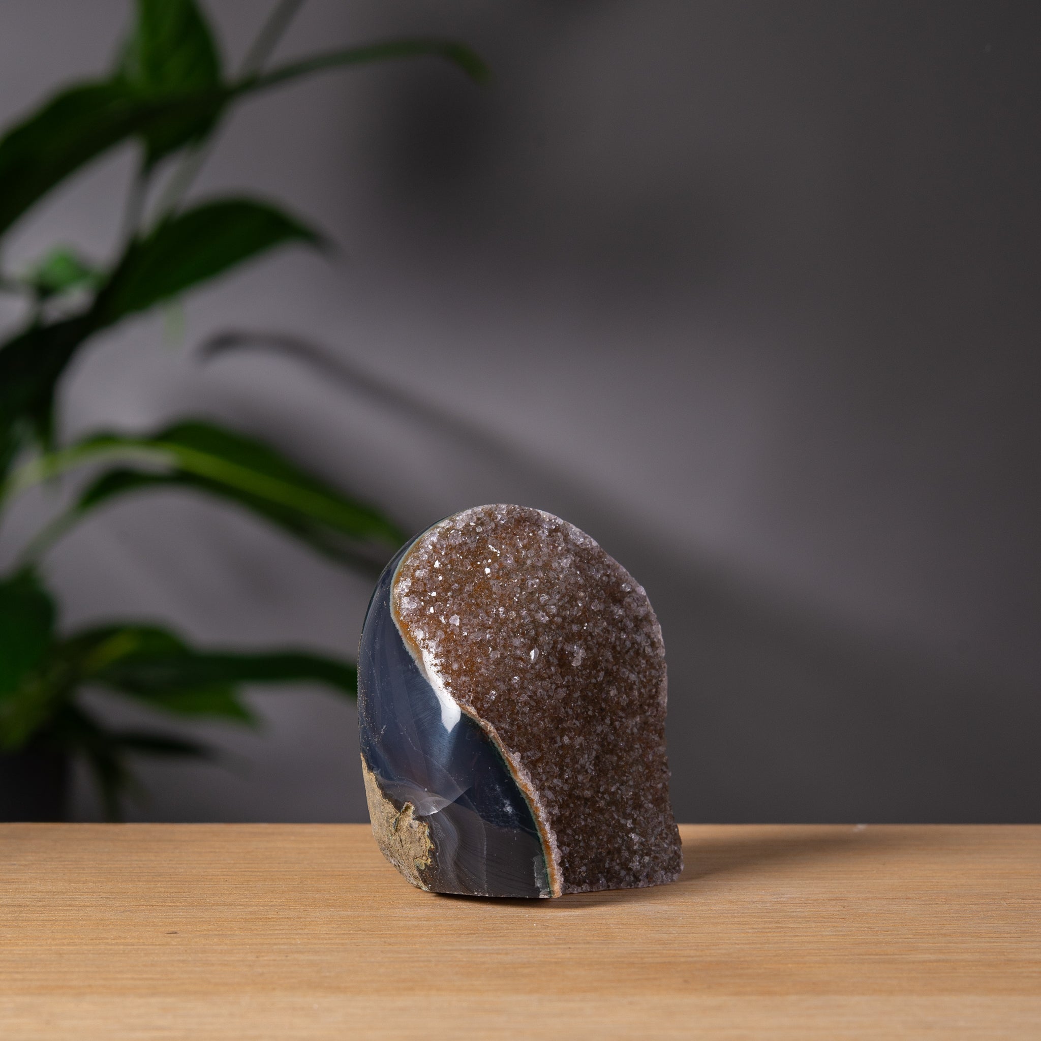 Earth-Toned Agate Cutbase with Druzy