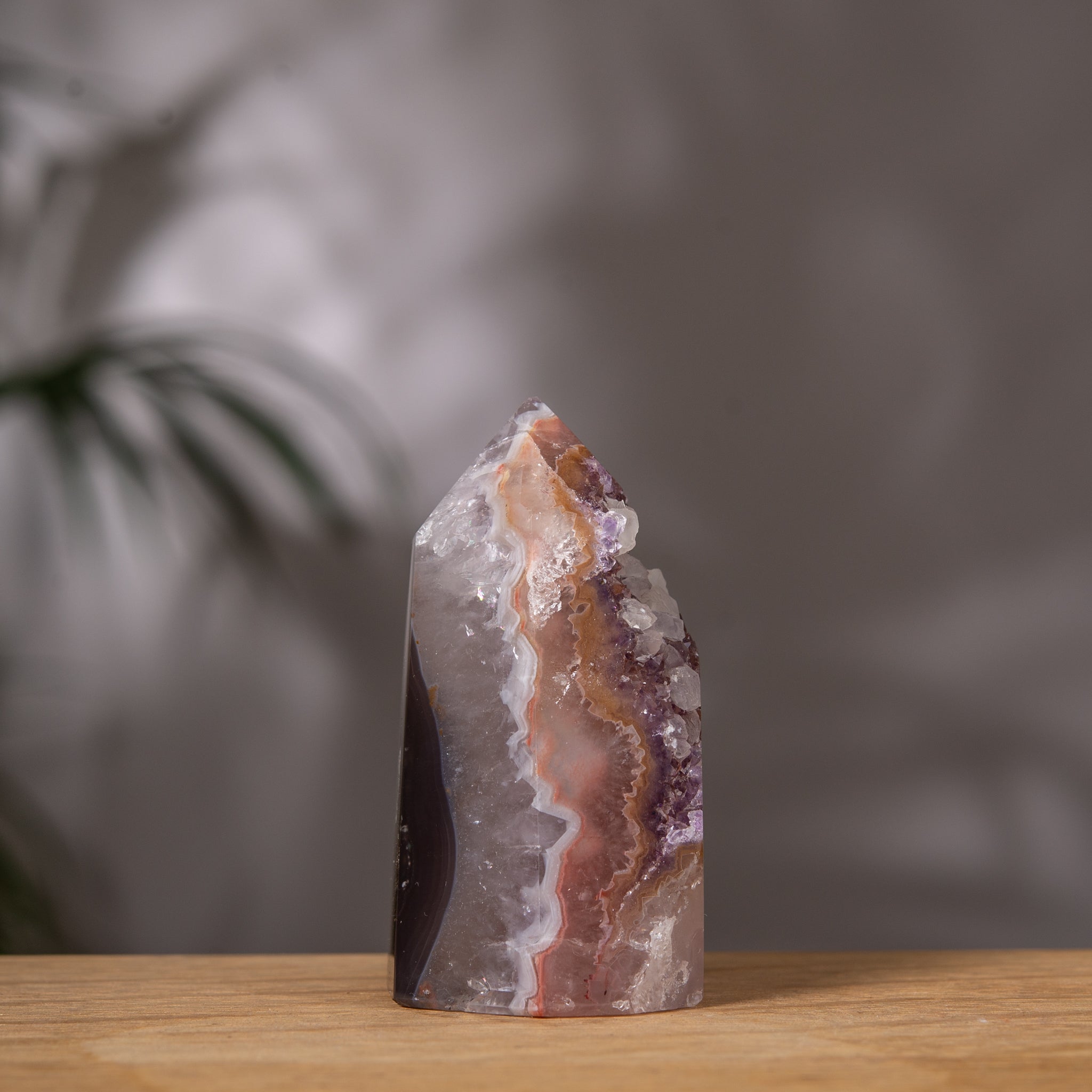 Amethyst Tower – Peach & Purple with Calcite – Brazil
