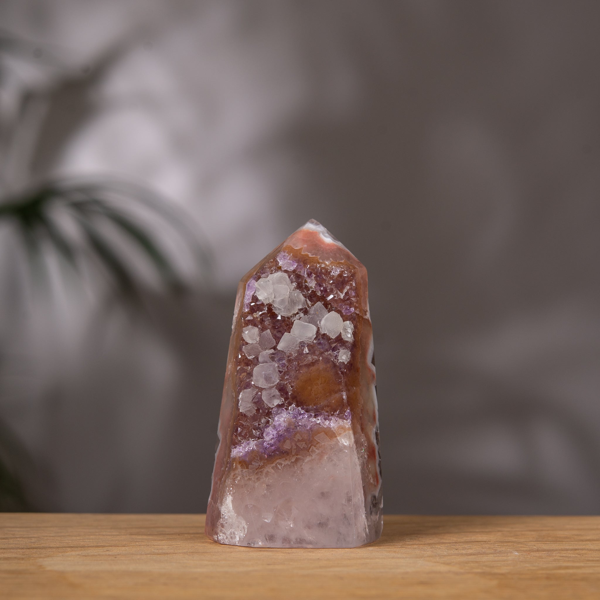Amethyst Tower – Peach & Purple with Calcite – Brazil