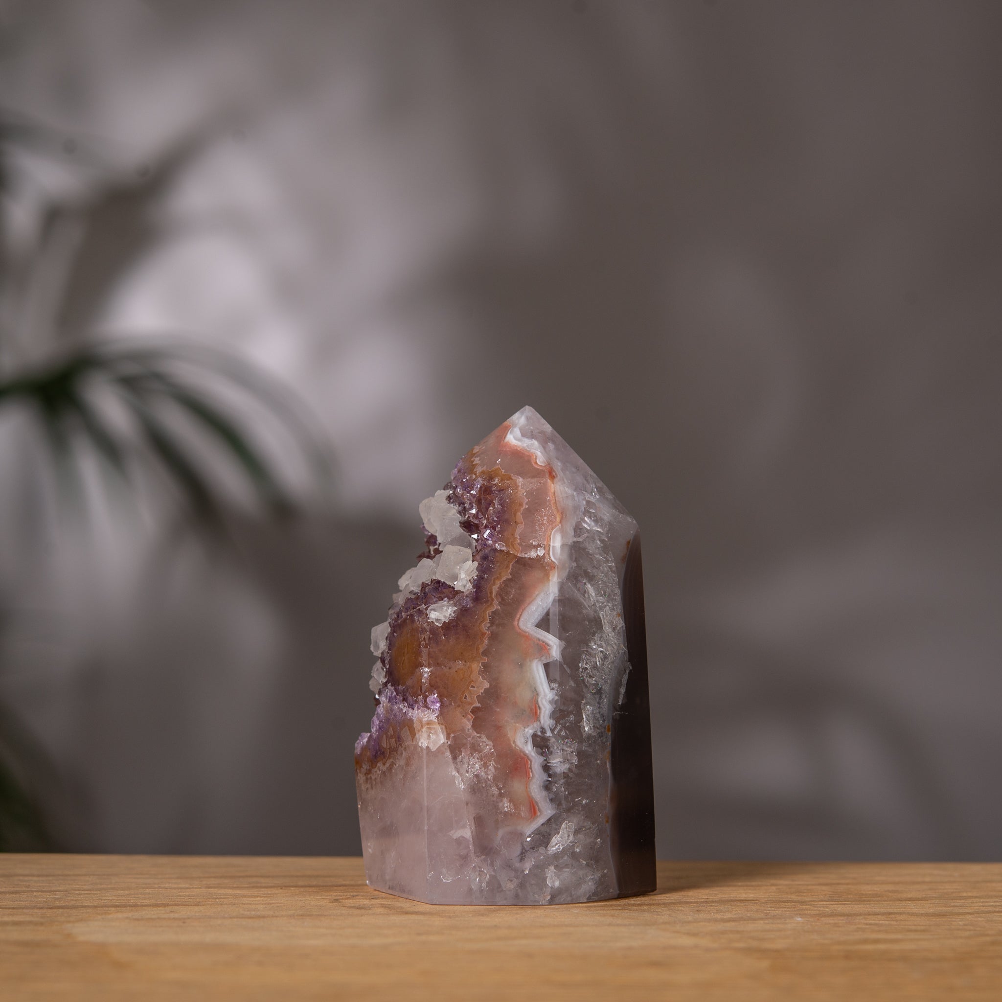 Amethyst Tower – Peach & Purple with Calcite – Brazil