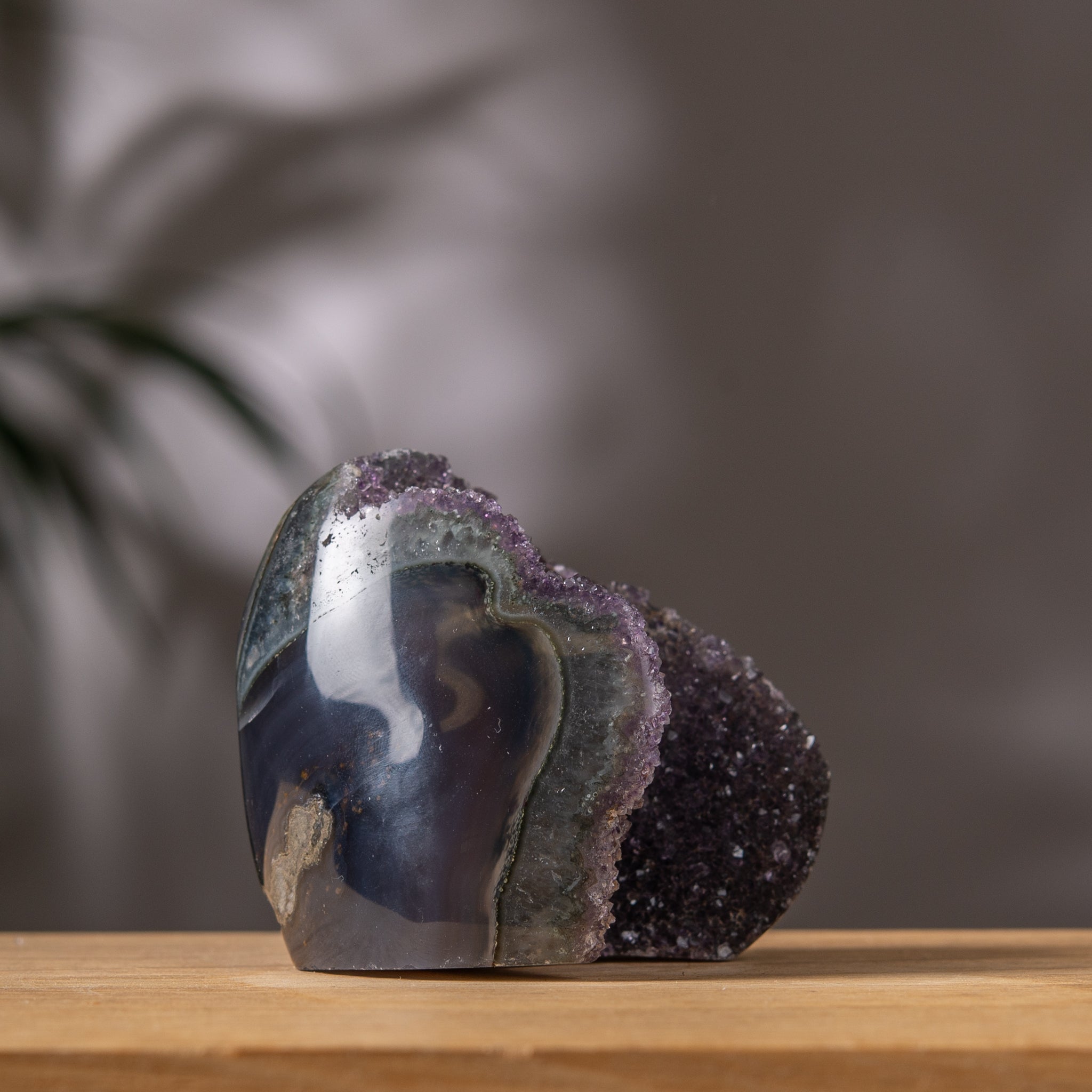 Amethyst Cluster – Purple Crystal & Agate Back – Uruguay