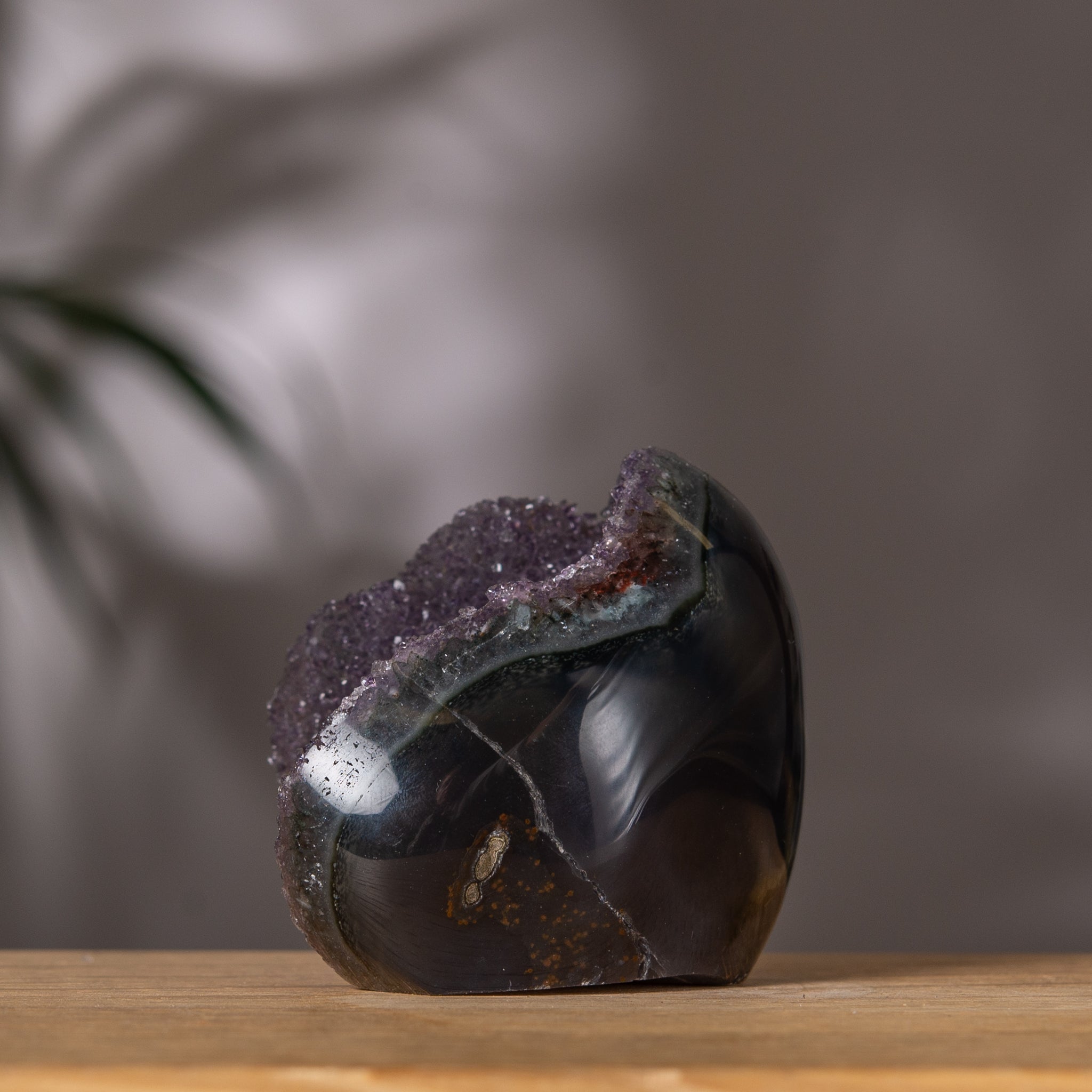 Amethyst Cluster – Purple Crystal & Agate Back – Uruguay