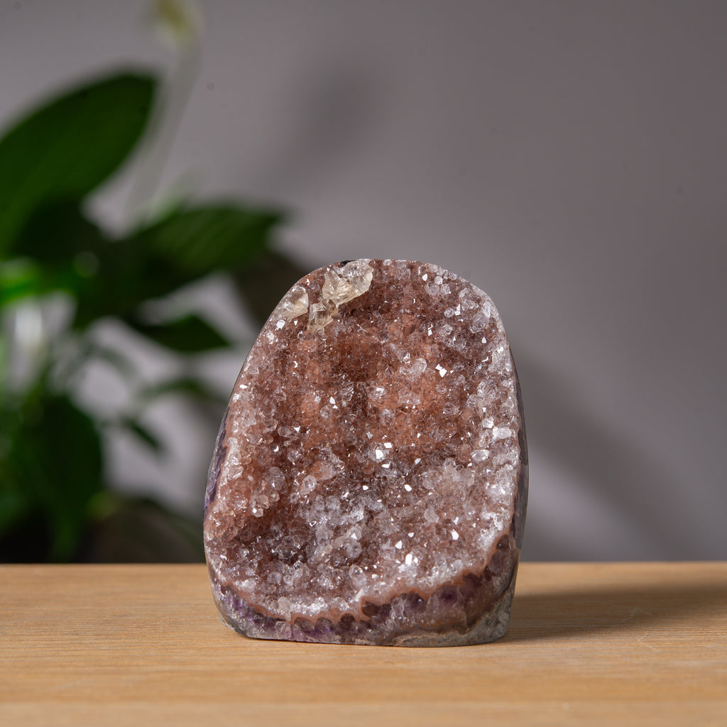 Orange brown rainbow Amethyst cutbase