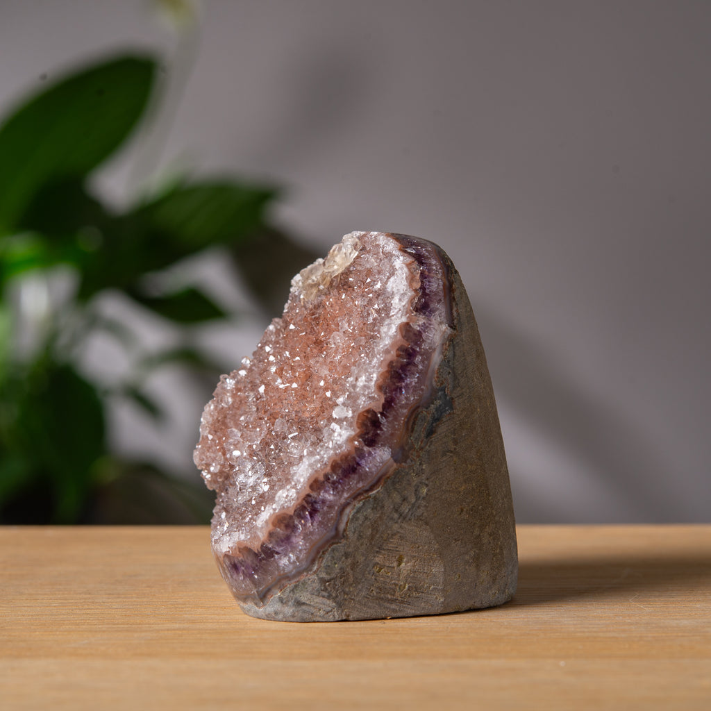 Orange brown rainbow Amethyst cutbase