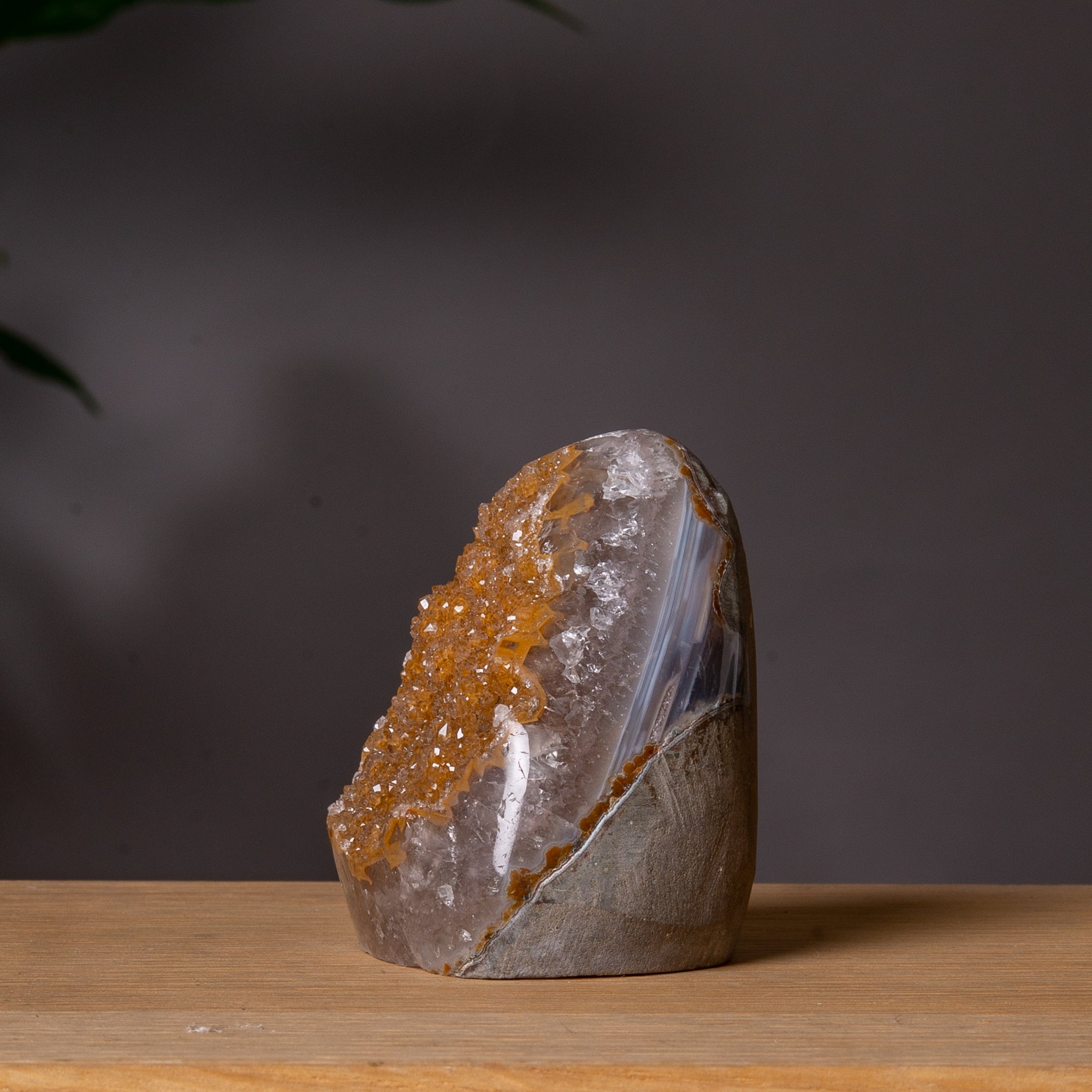 Golden Ochre Amethyst Cutbase with sugary druzy
