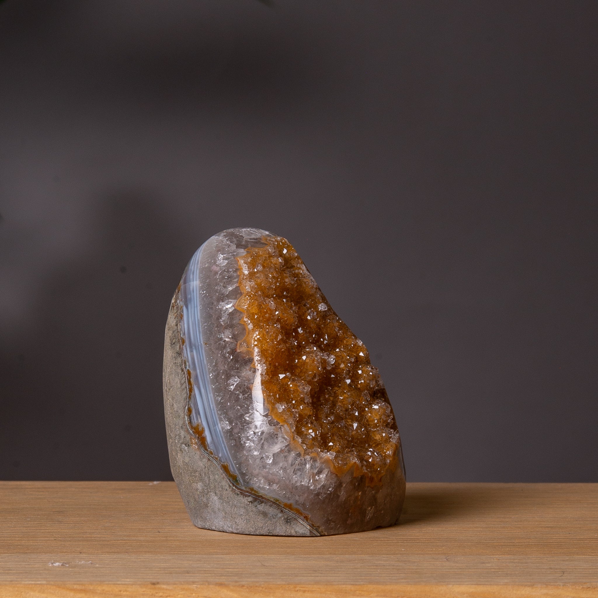 Golden Ochre Amethyst Cutbase with sugary druzy