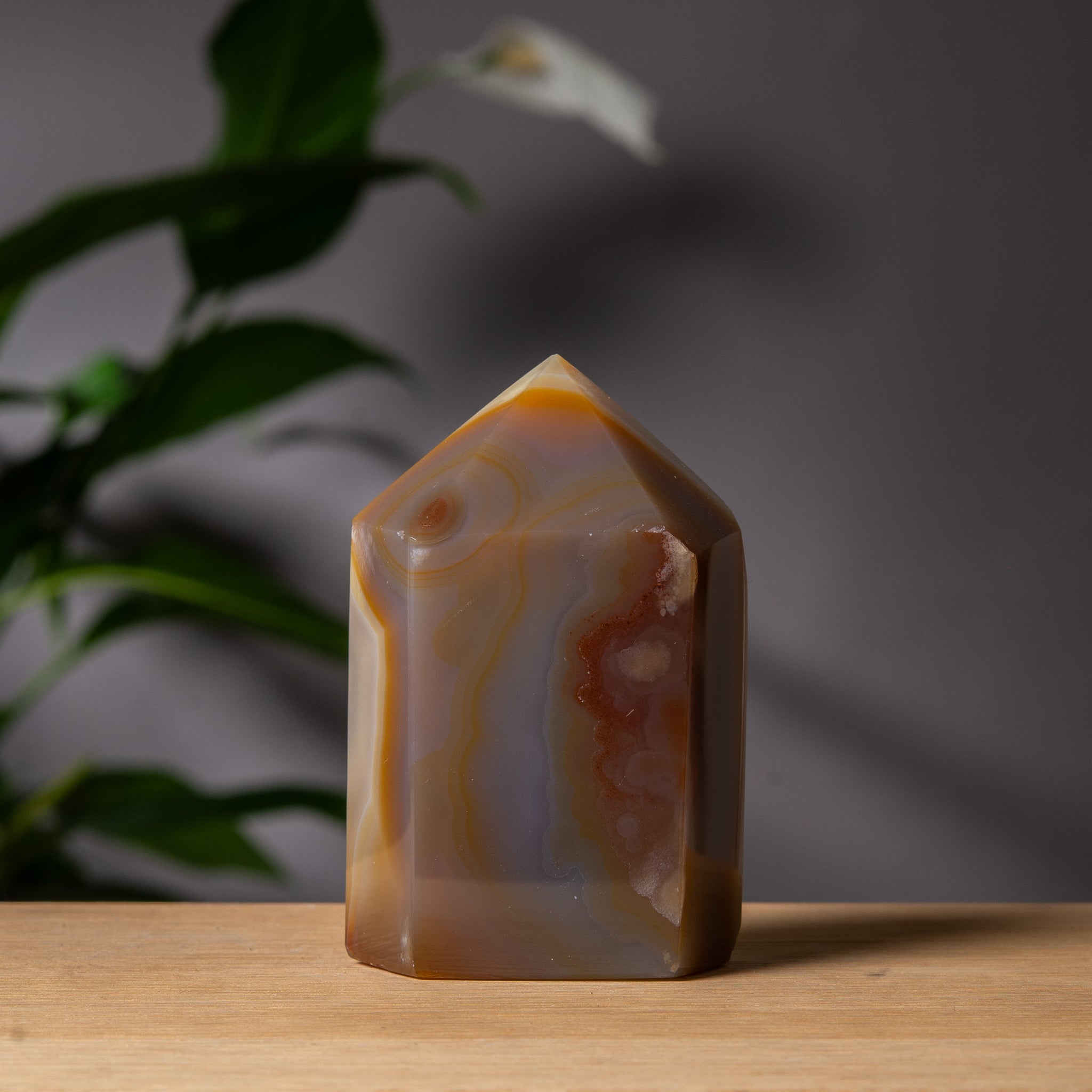 Light Brown Agate Tower with Druzy Front
