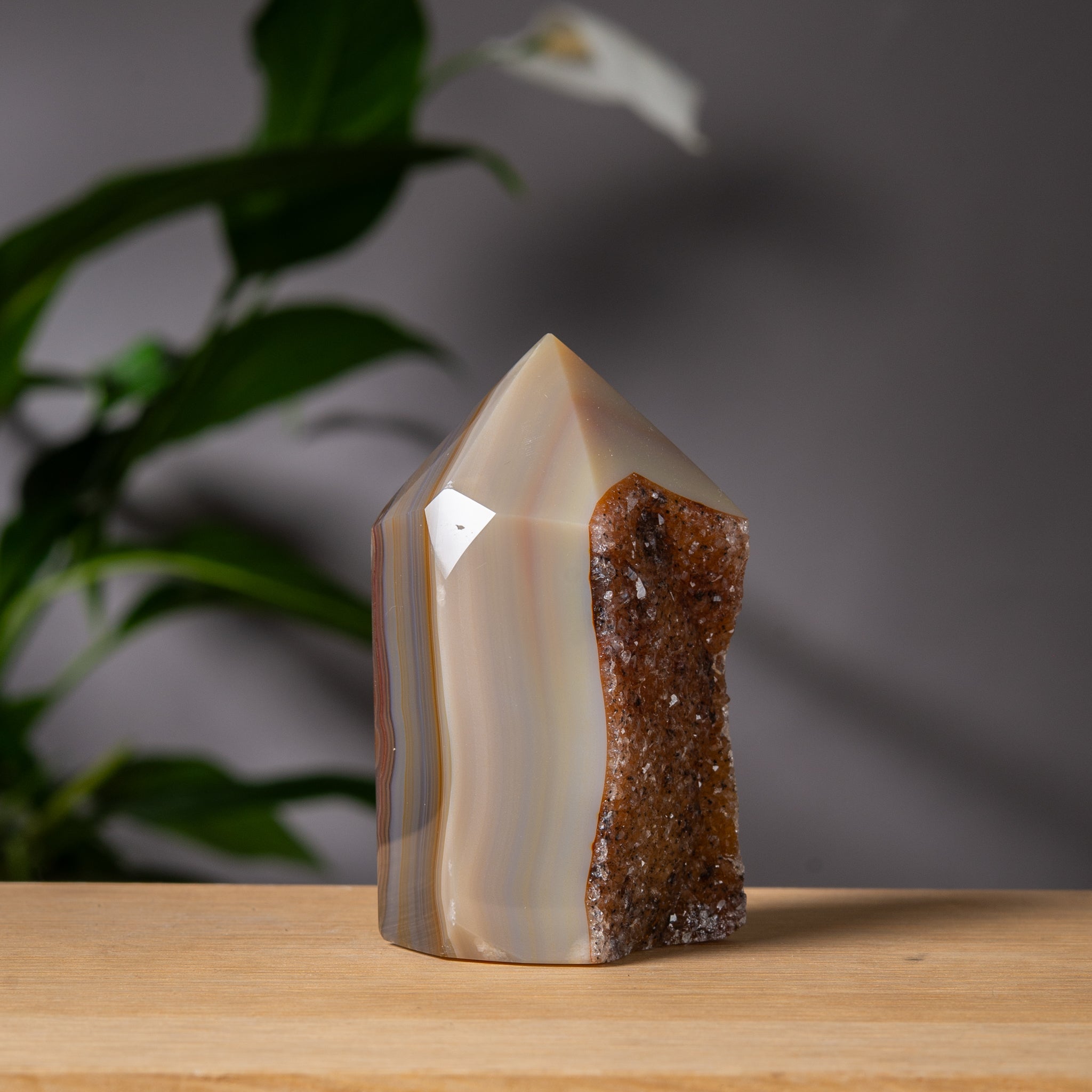 Light Brown Agate Tower with Druzy Front