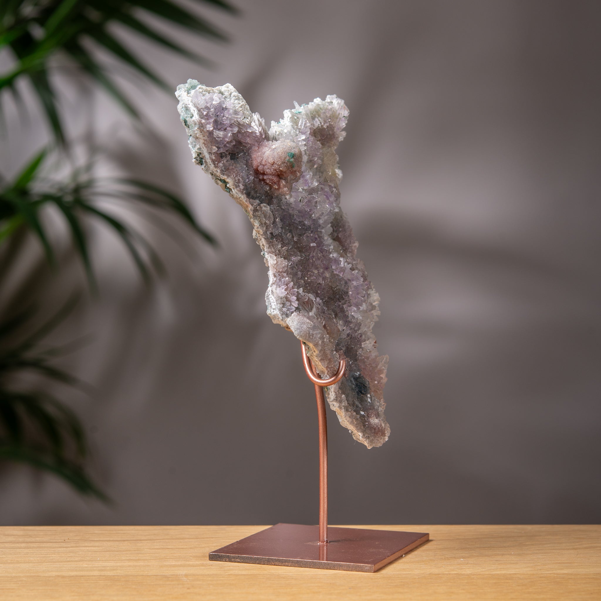 Raw Zeolite Amethyst Crystal Slab with Pale Lavender Points
