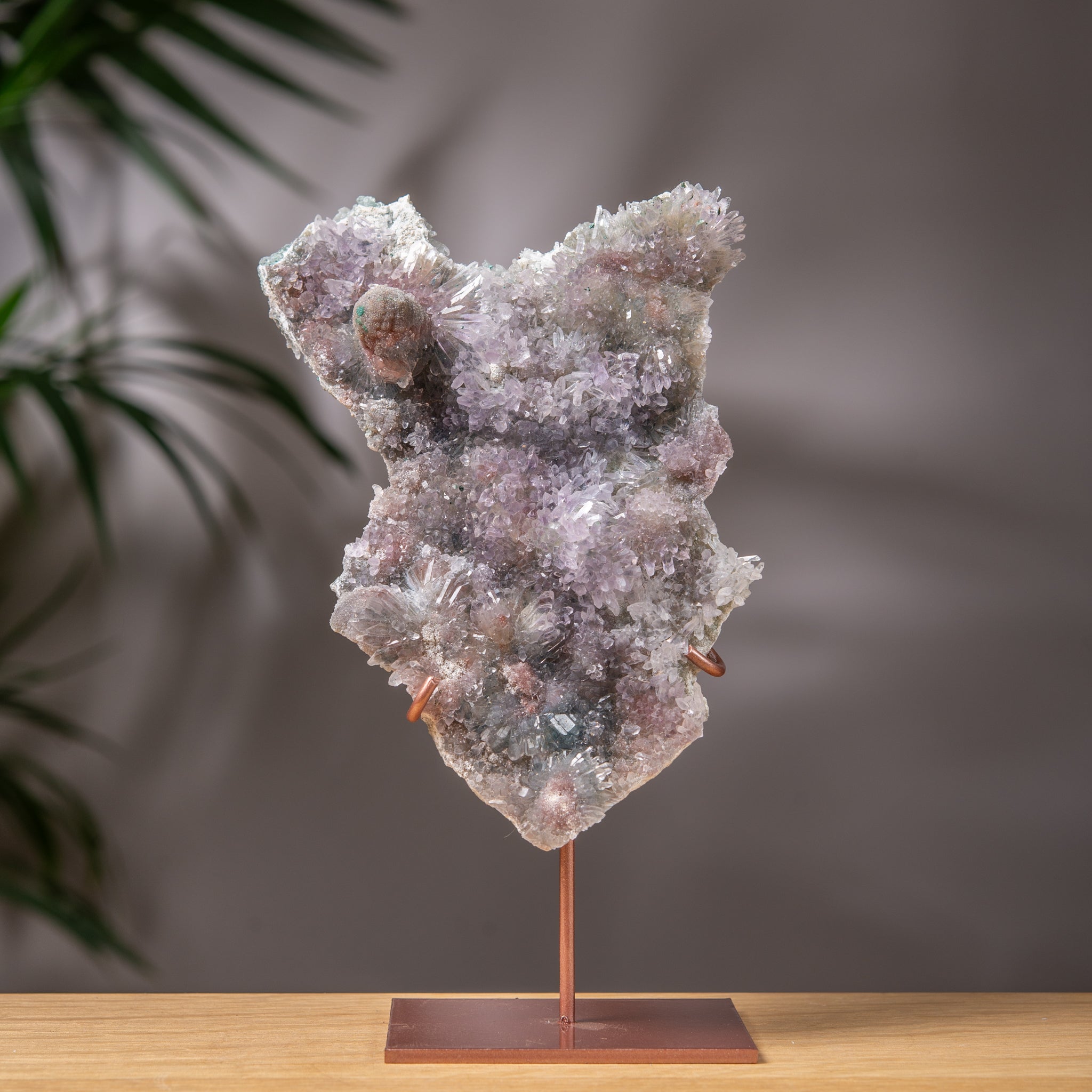 Raw Zeolite Amethyst Crystal Slab with Pale Lavender Points