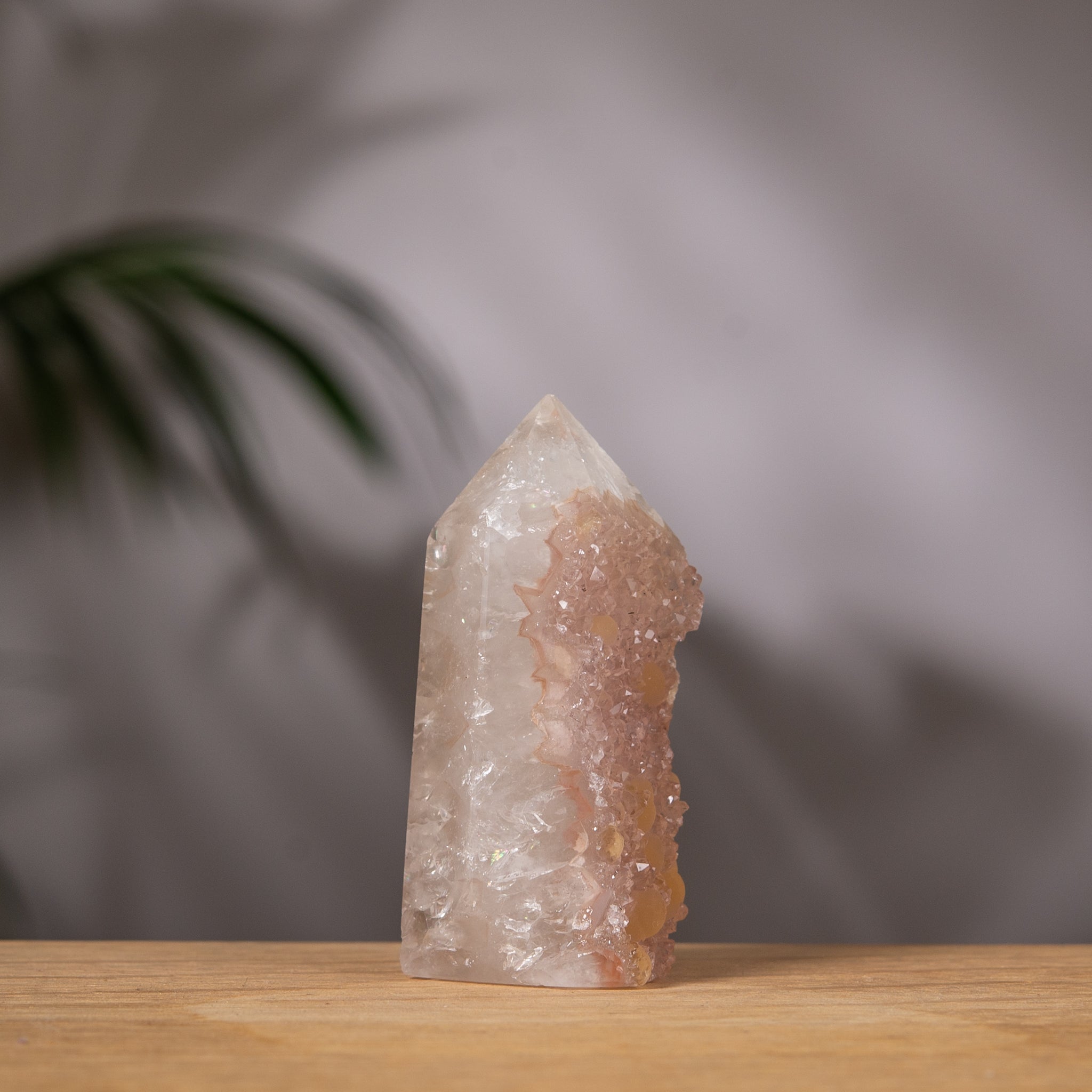 Rainbow Amethyst Tower with Calcite – Soft Pink Crystal – Uruguay