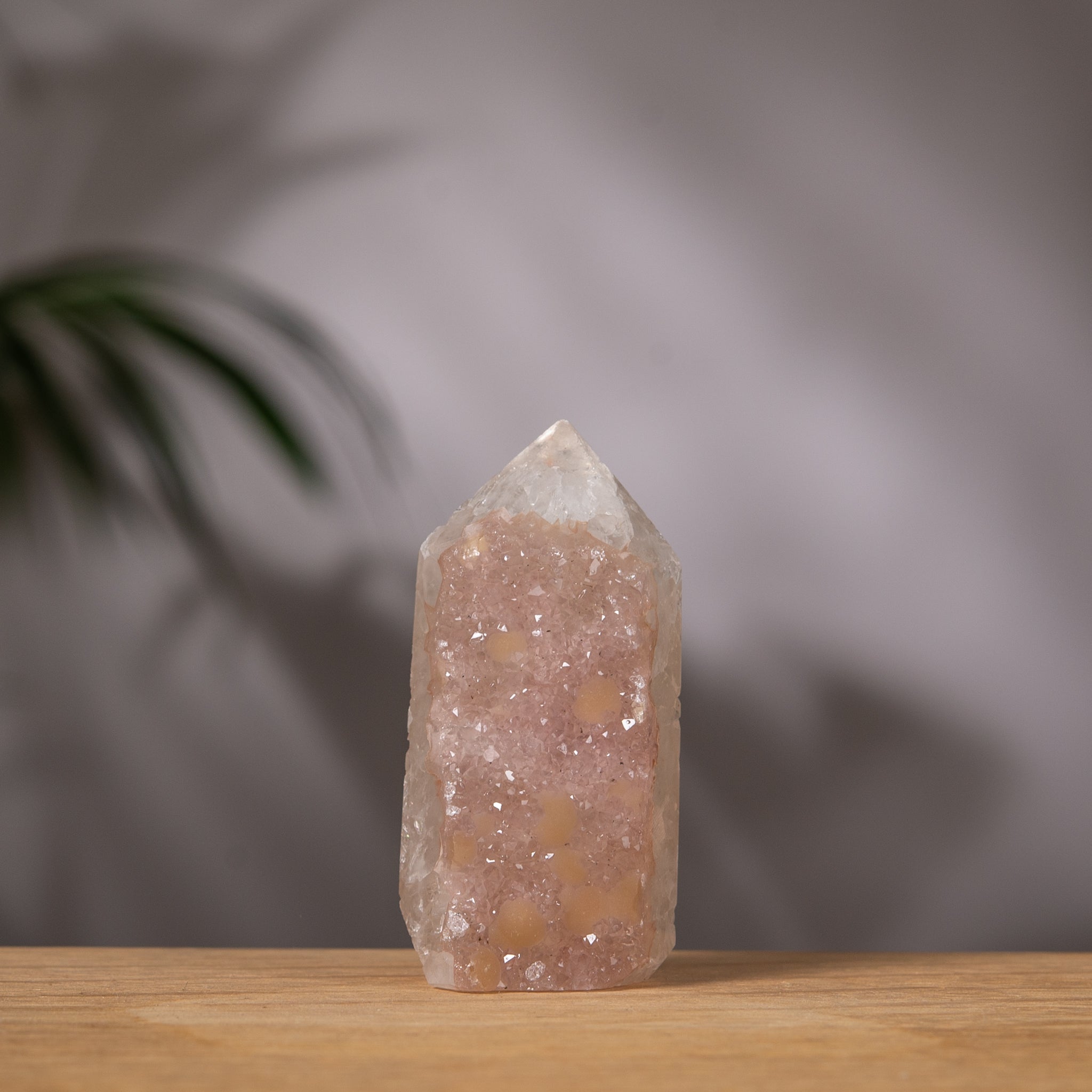 Rainbow Amethyst Tower with Calcite – Soft Pink Crystal – Uruguay