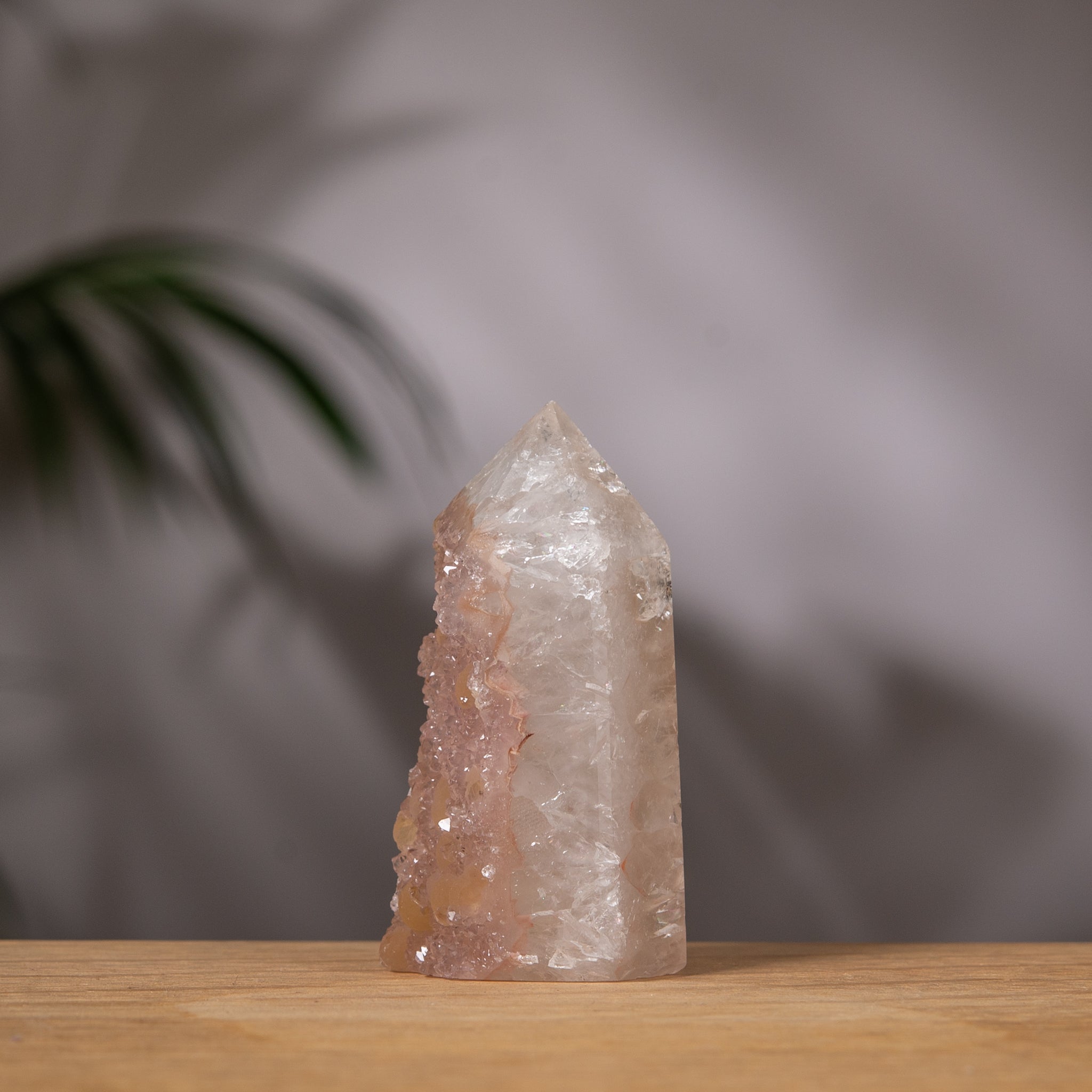 Rainbow Amethyst Tower with Calcite – Soft Pink Crystal – Uruguay