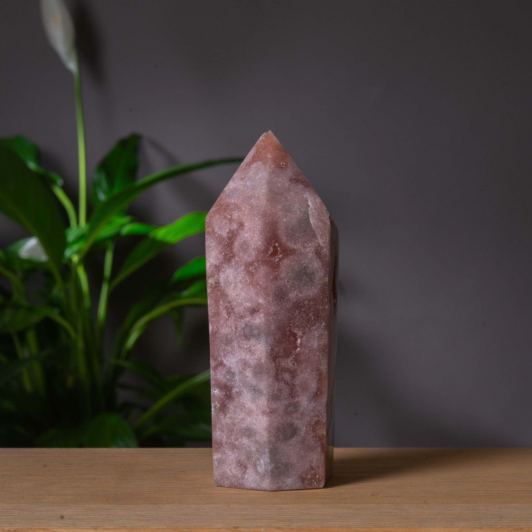 Rosa Ametisttorn med Grön Jaspis & Drusytopp
